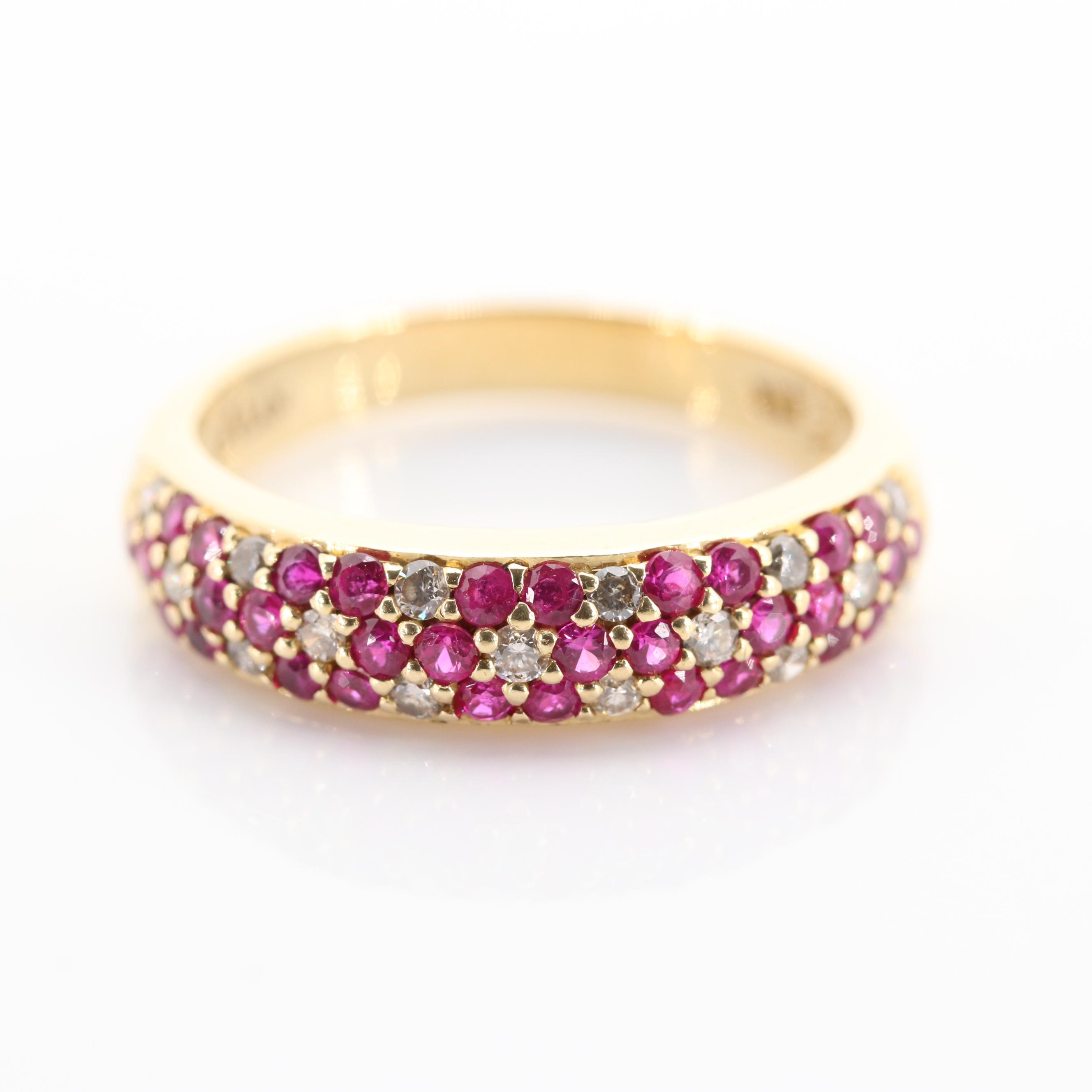LeVian 18K Yellow Gold Ruby and Diamond Flower Ring