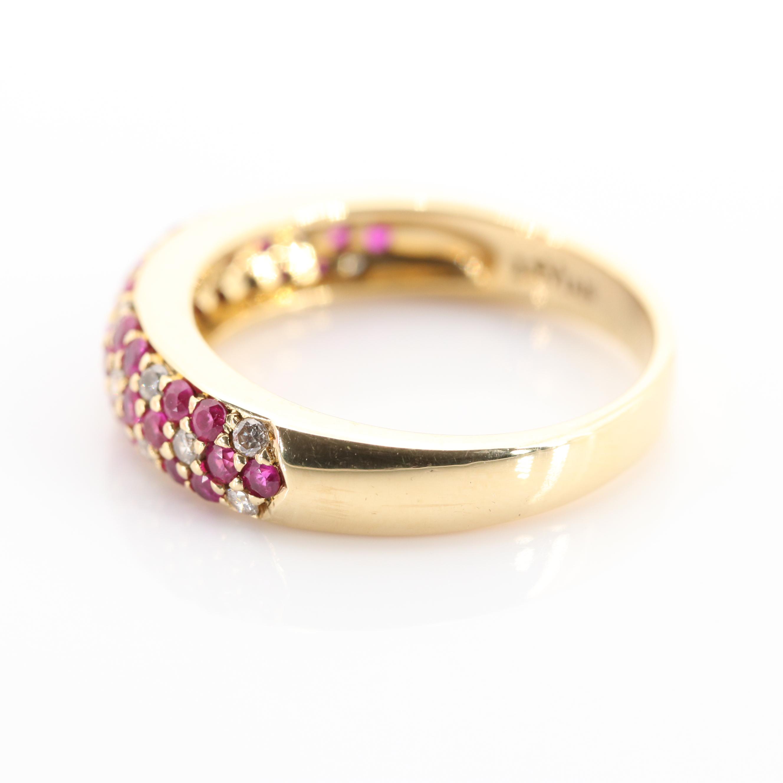LeVian 18K Yellow Gold Ruby and Diamond Flower Ring