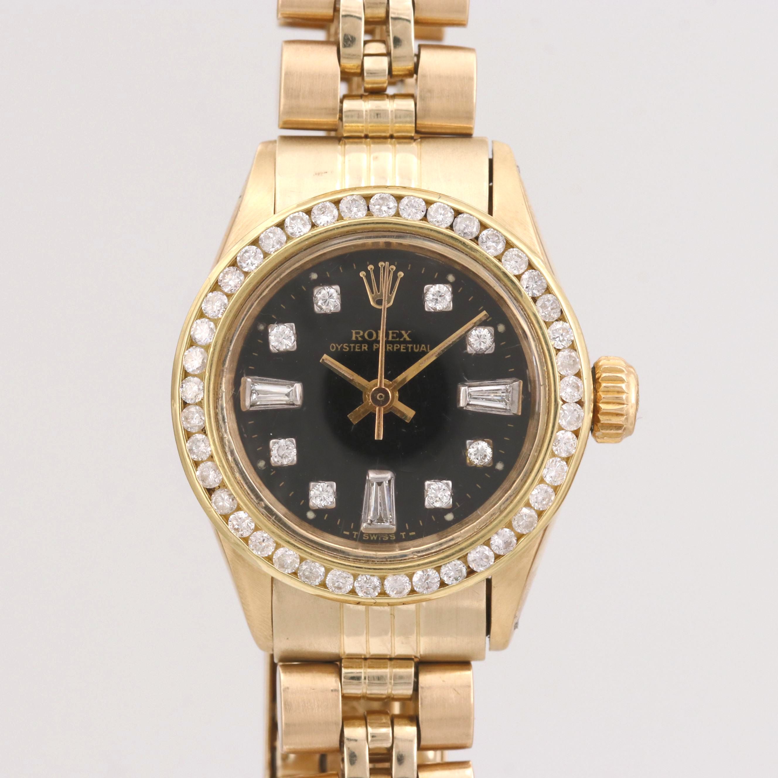Vintage Rolex Oyster Perpetual 14K Gold and Diamond Automatic Watch