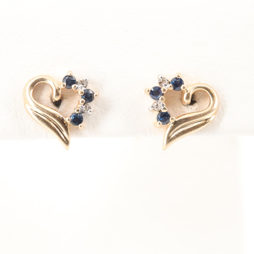 Alwand Vahan 14K Yellow Gold Sapphire and Diamond Stud Earrings