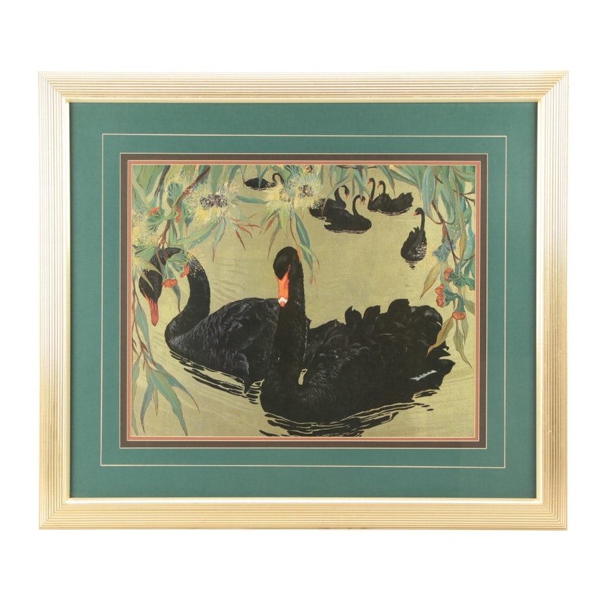 Offset Lithograph after Jessie Arms Botke "Black Swans"