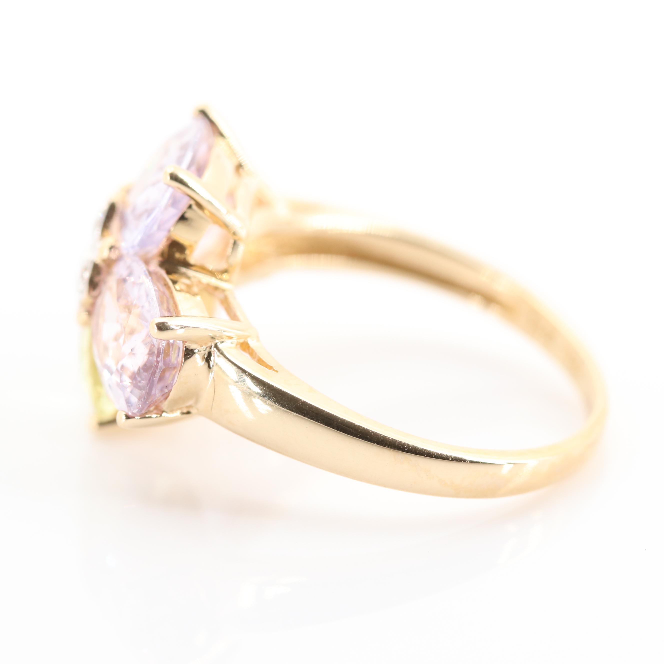 14K Yellow Gold 6.20 CTW Sapphire and Diamond Flower Ring