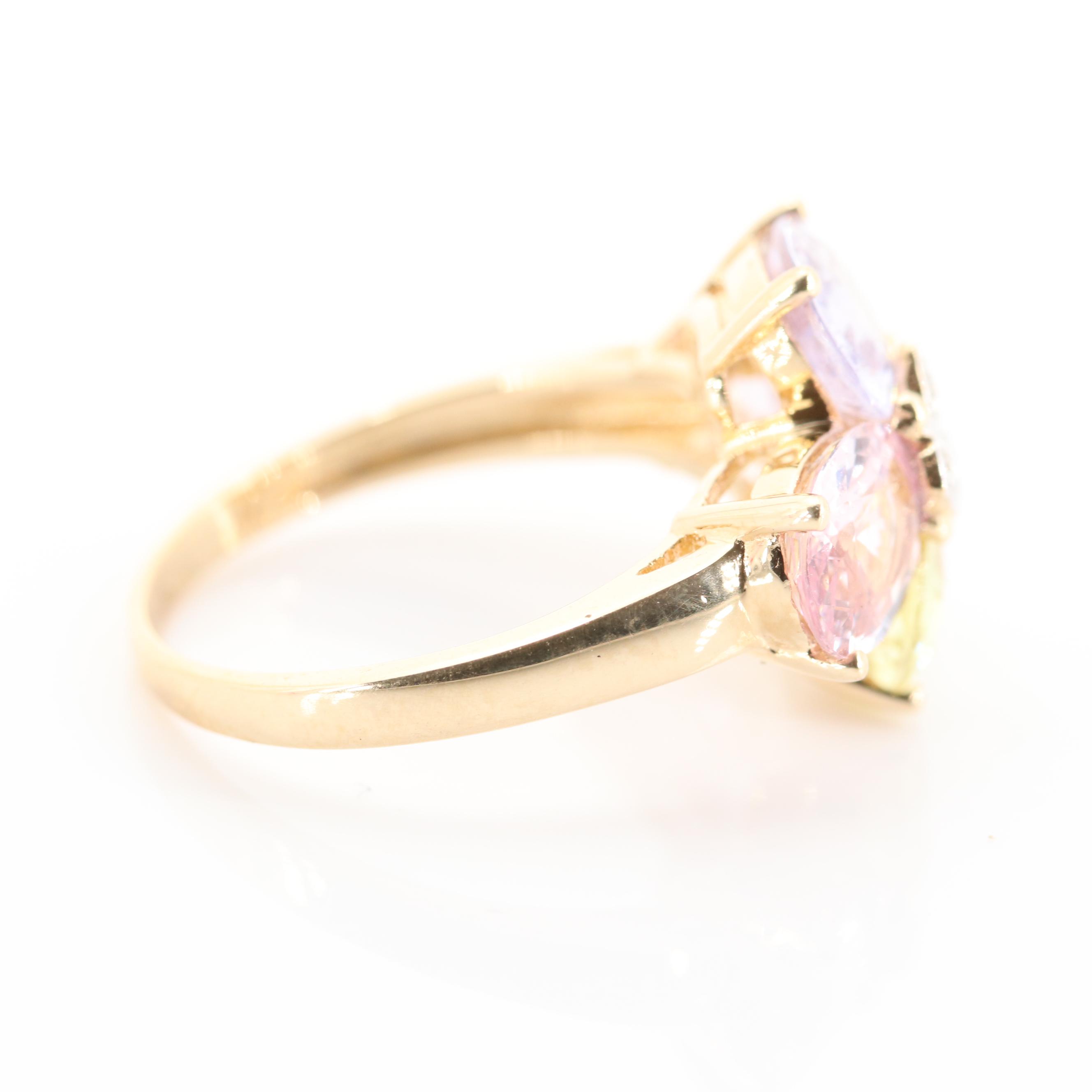 14K Yellow Gold 6.20 CTW Sapphire and Diamond Flower Ring