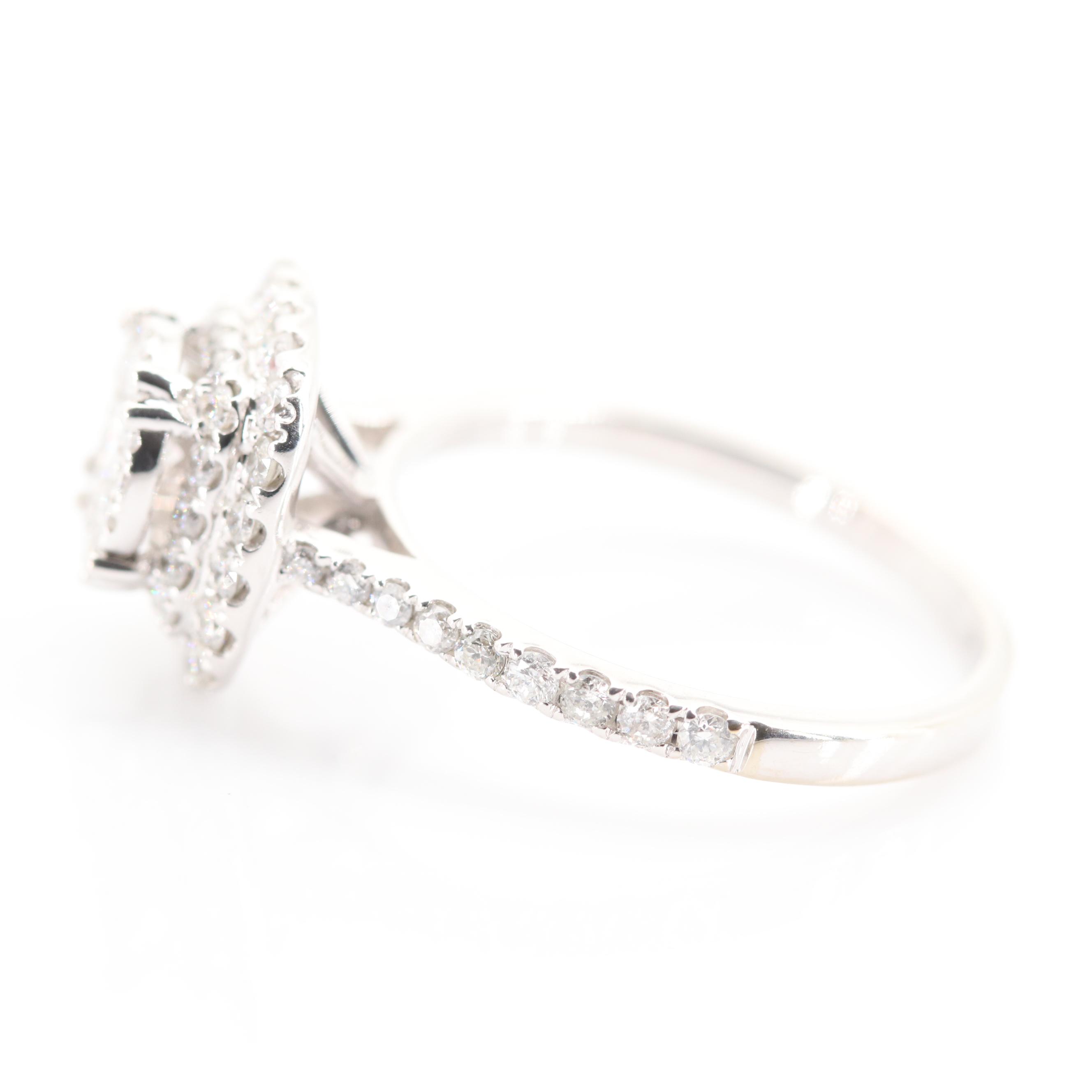 14K White Gold Diamond Cluster Halo Ring