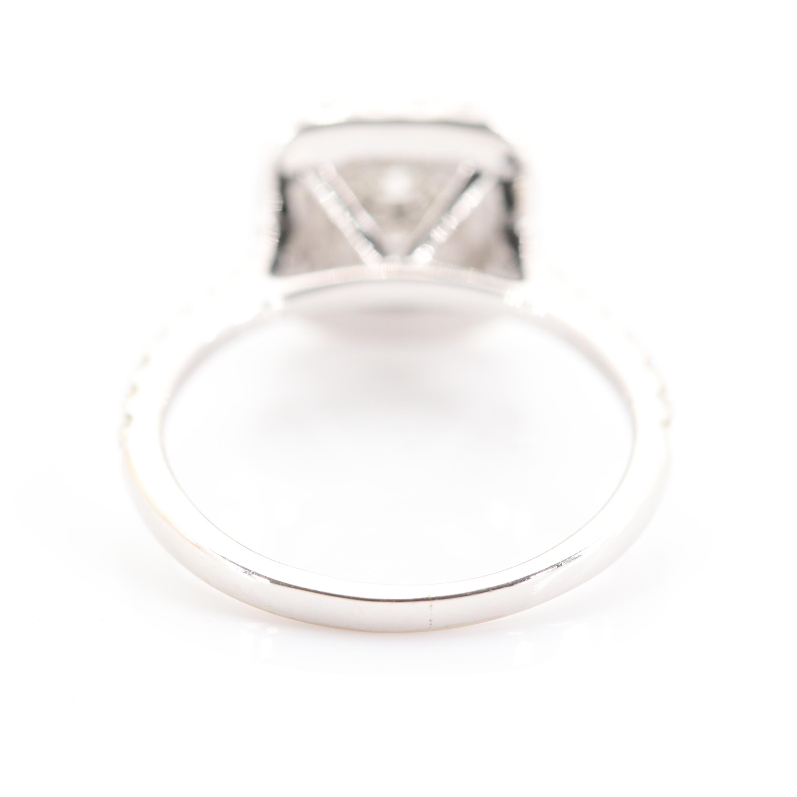14K White Gold Diamond Cluster Halo Ring
