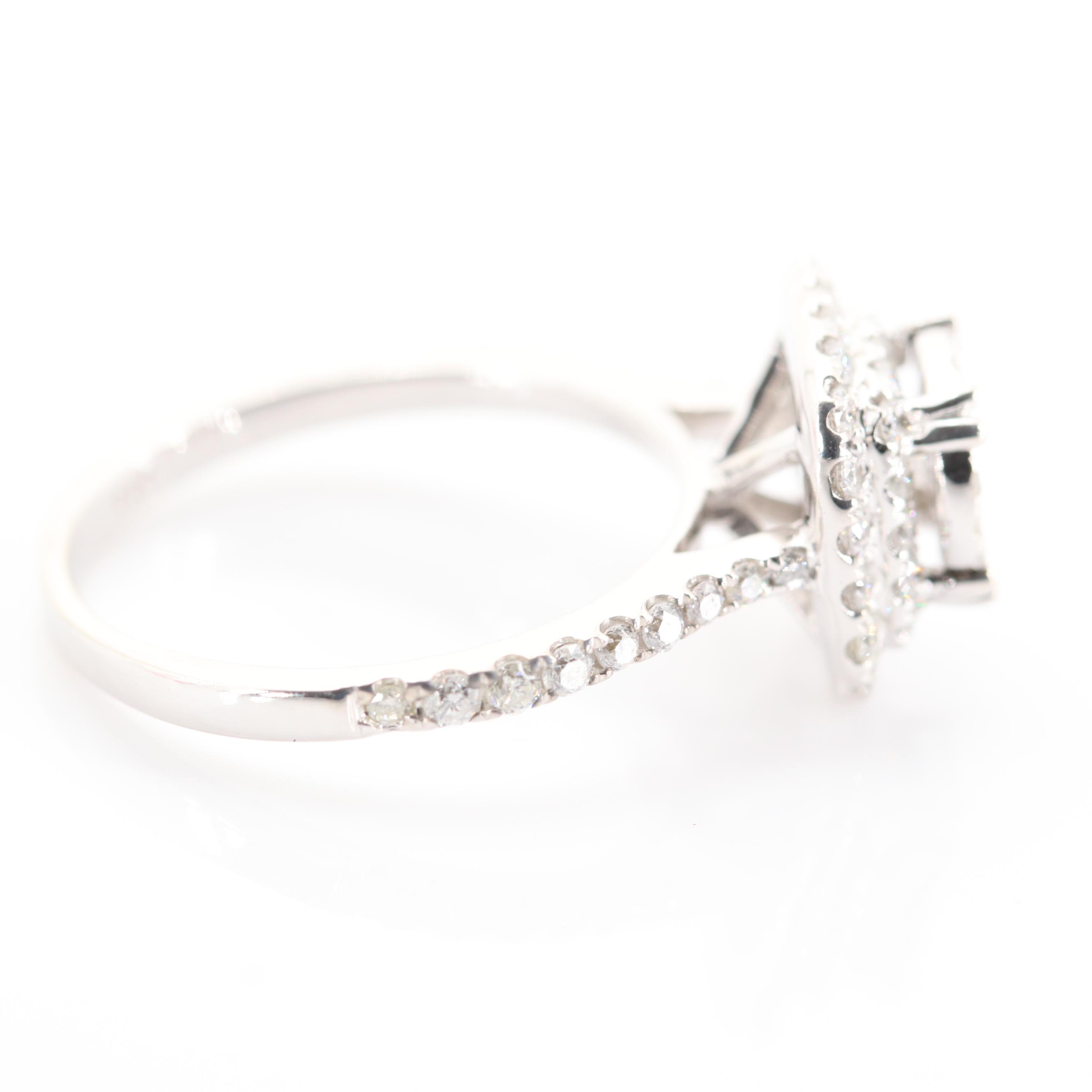 14K White Gold Diamond Cluster Halo Ring