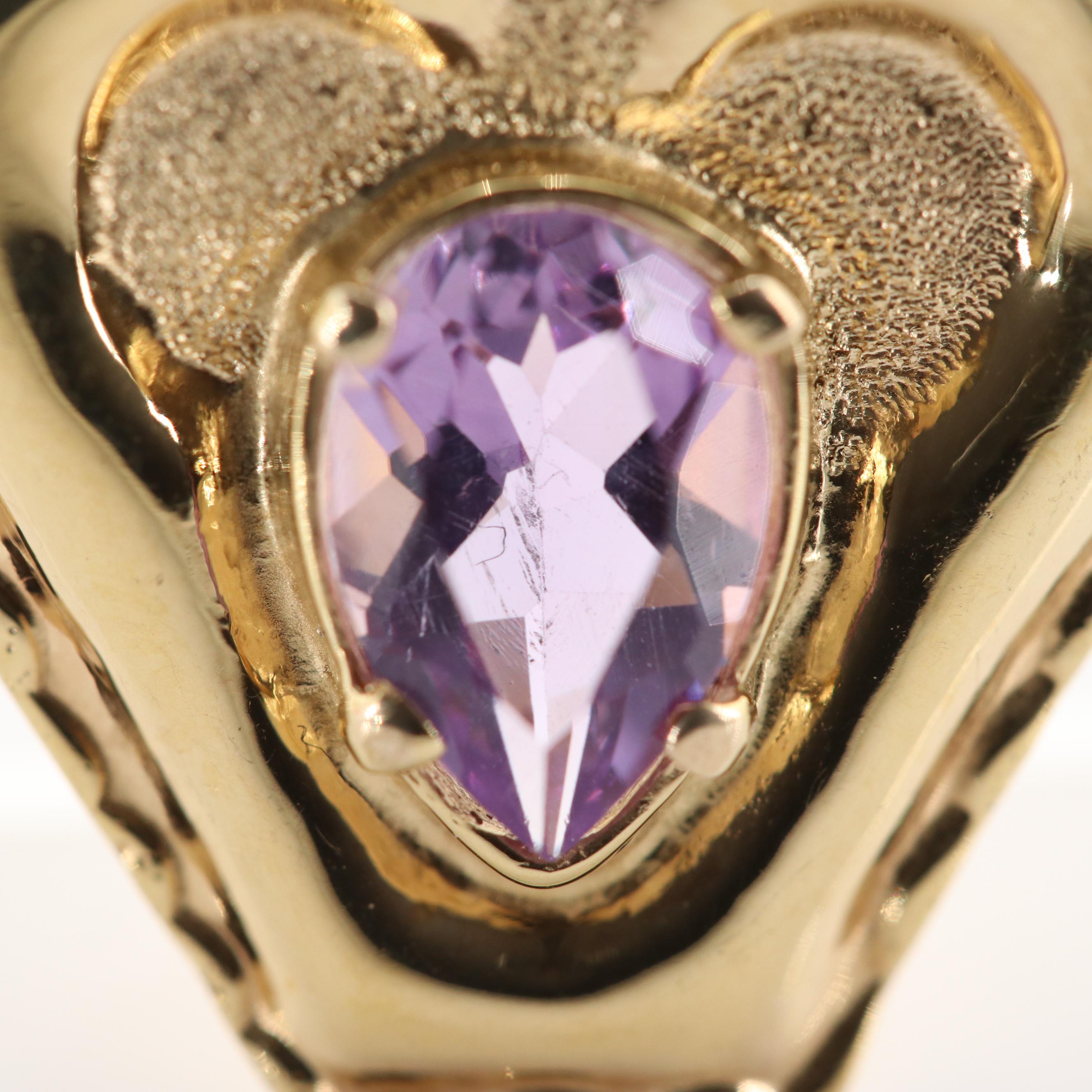 14K Yellow Gold Amethyst Slide Pendant