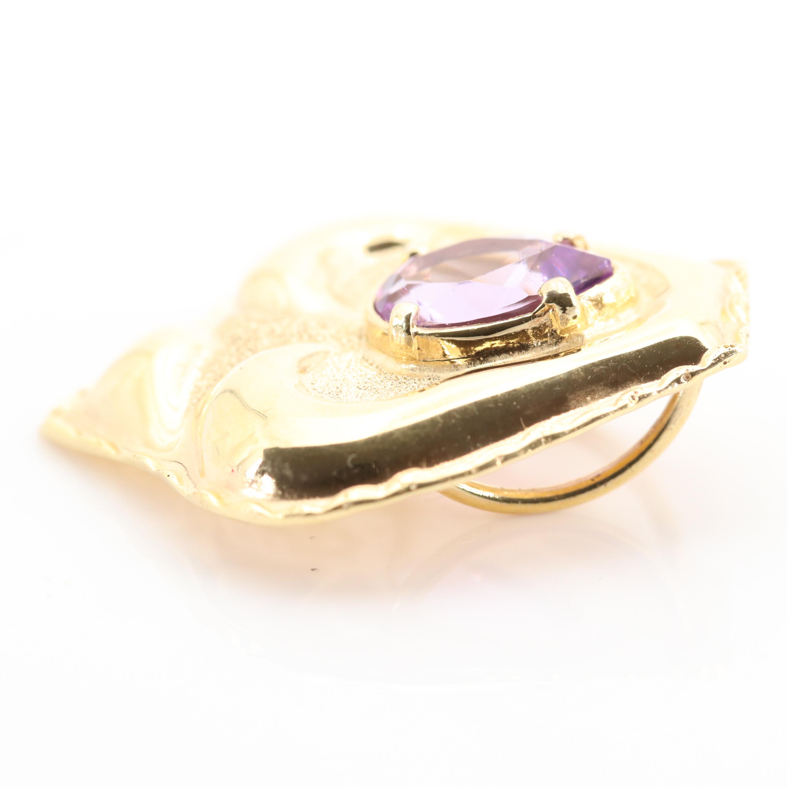 14K Yellow Gold Amethyst Slide Pendant