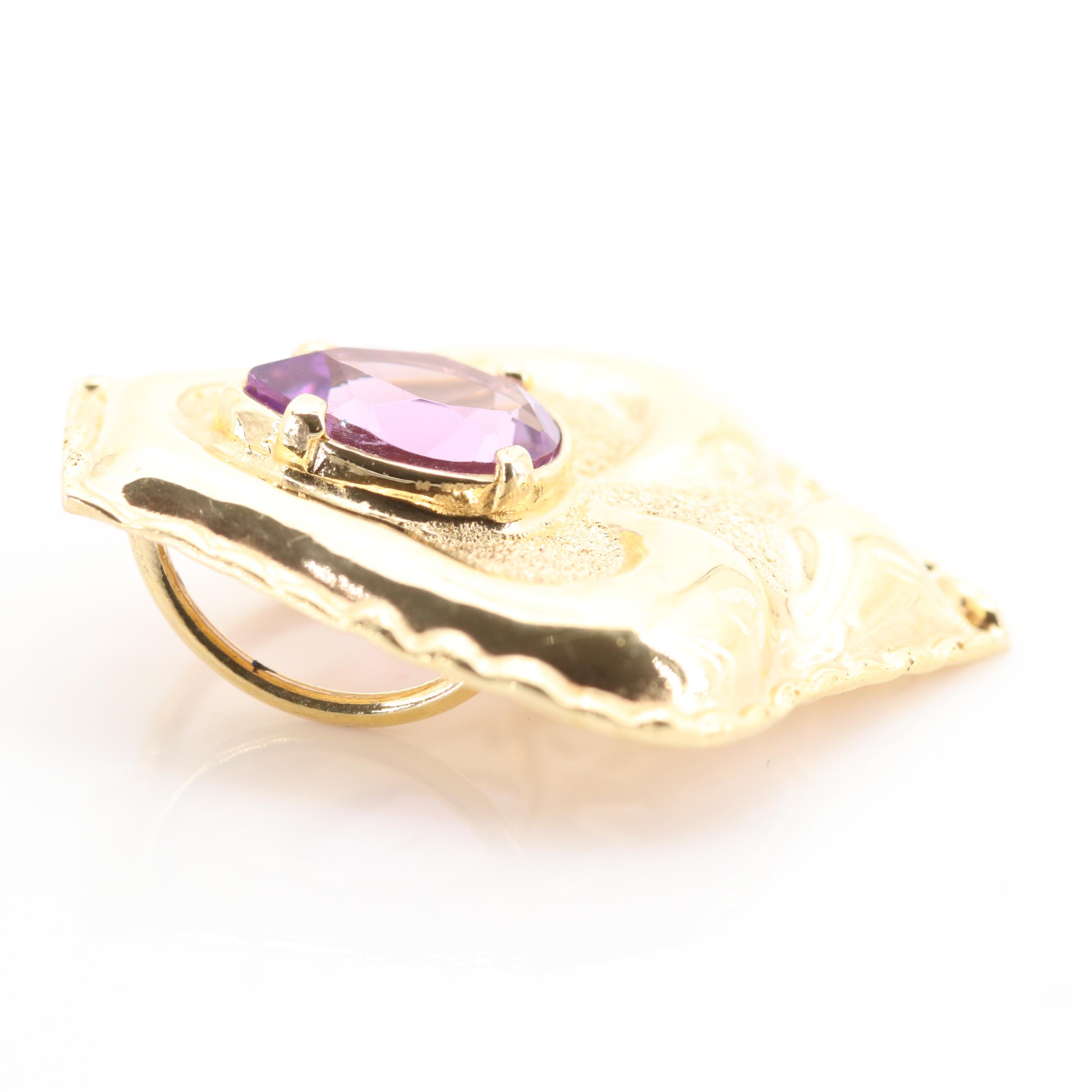 14K Yellow Gold Amethyst Slide Pendant