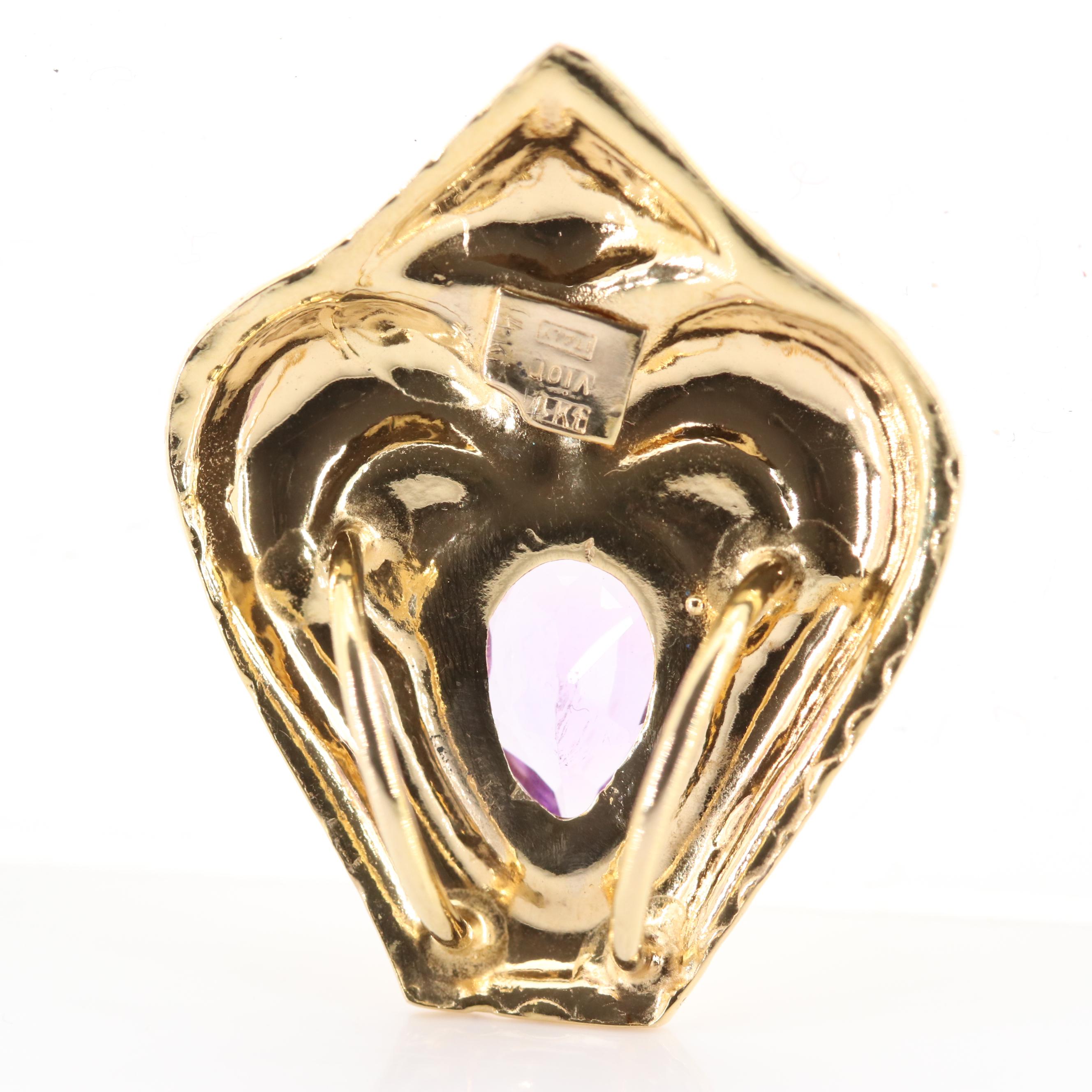 14K Yellow Gold Amethyst Slide Pendant