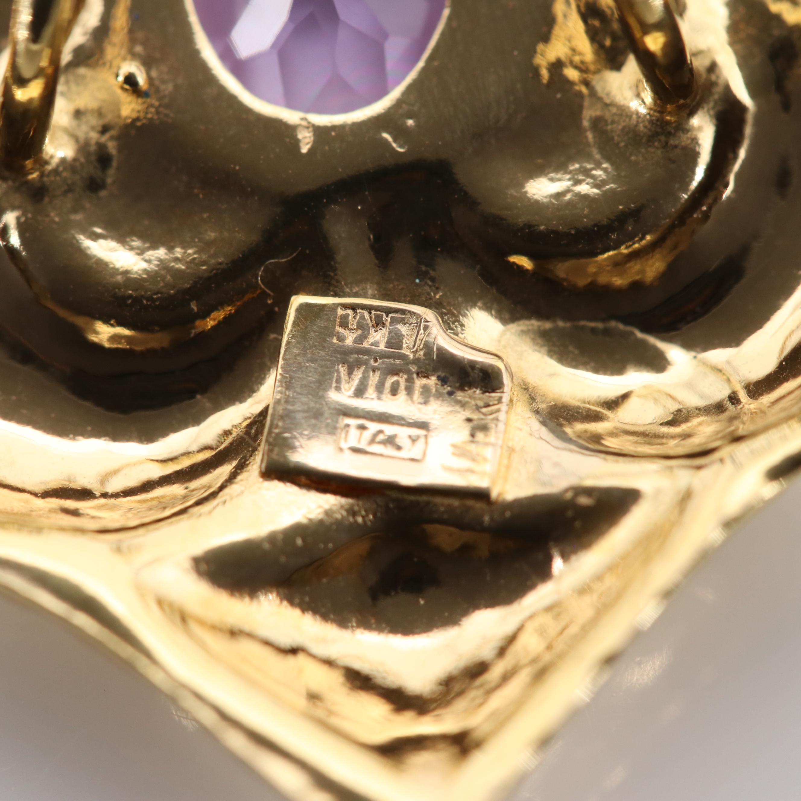 14K Yellow Gold Amethyst Slide Pendant