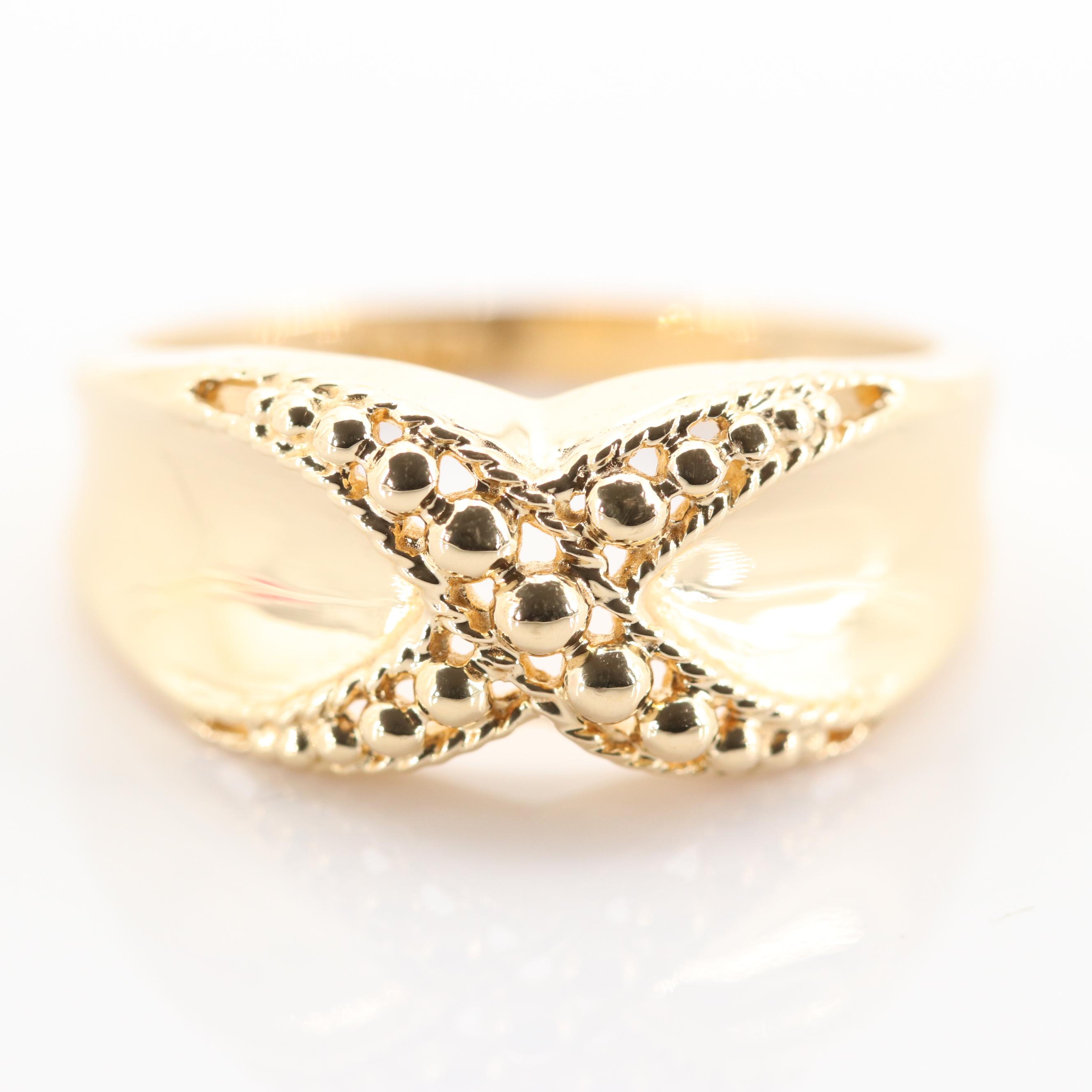 18K Yellow Gold "X" Ring