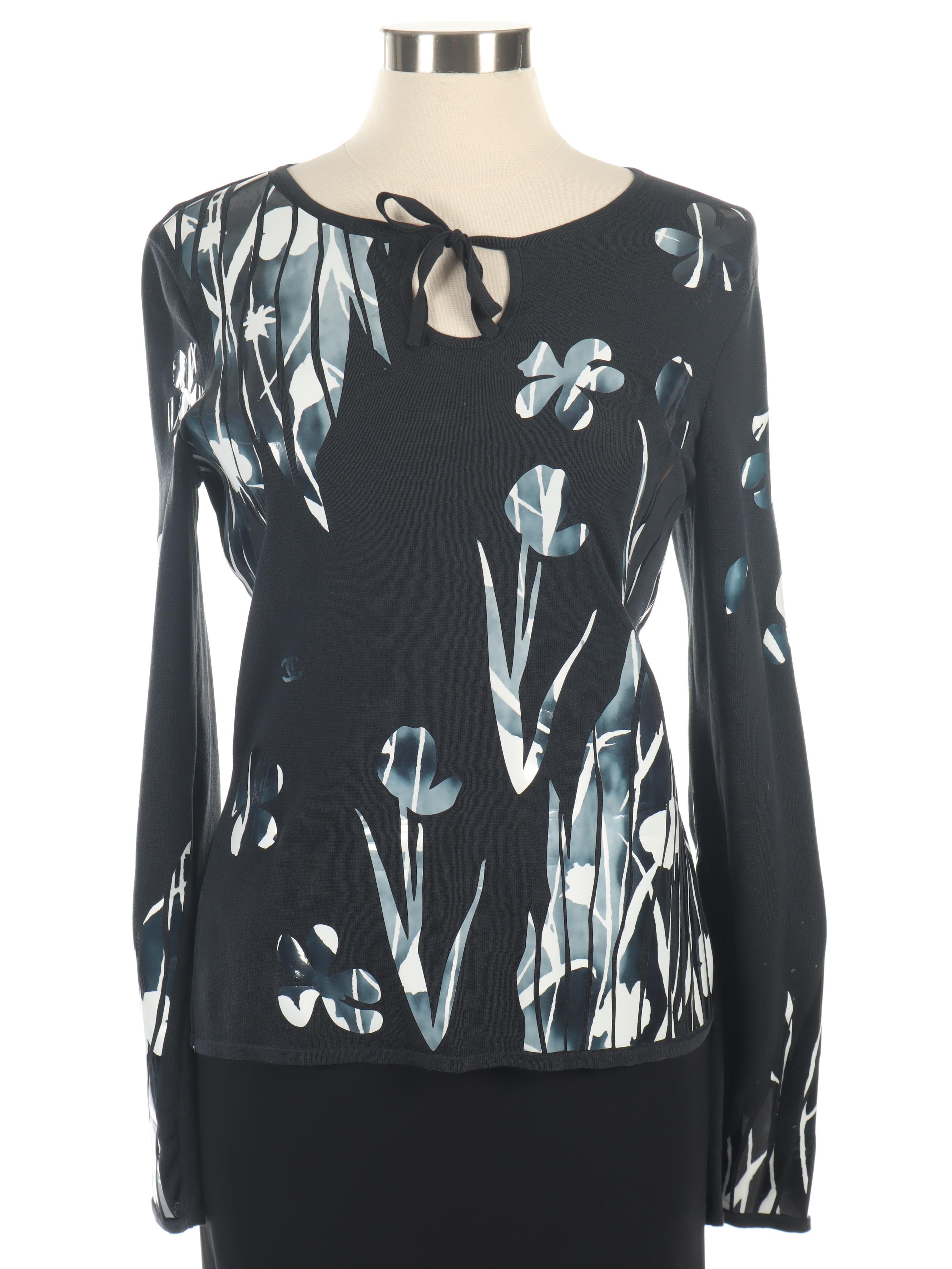 Chanel Floral Cotton Shirt with Escada Skirt and Donna Karan Couture Pants