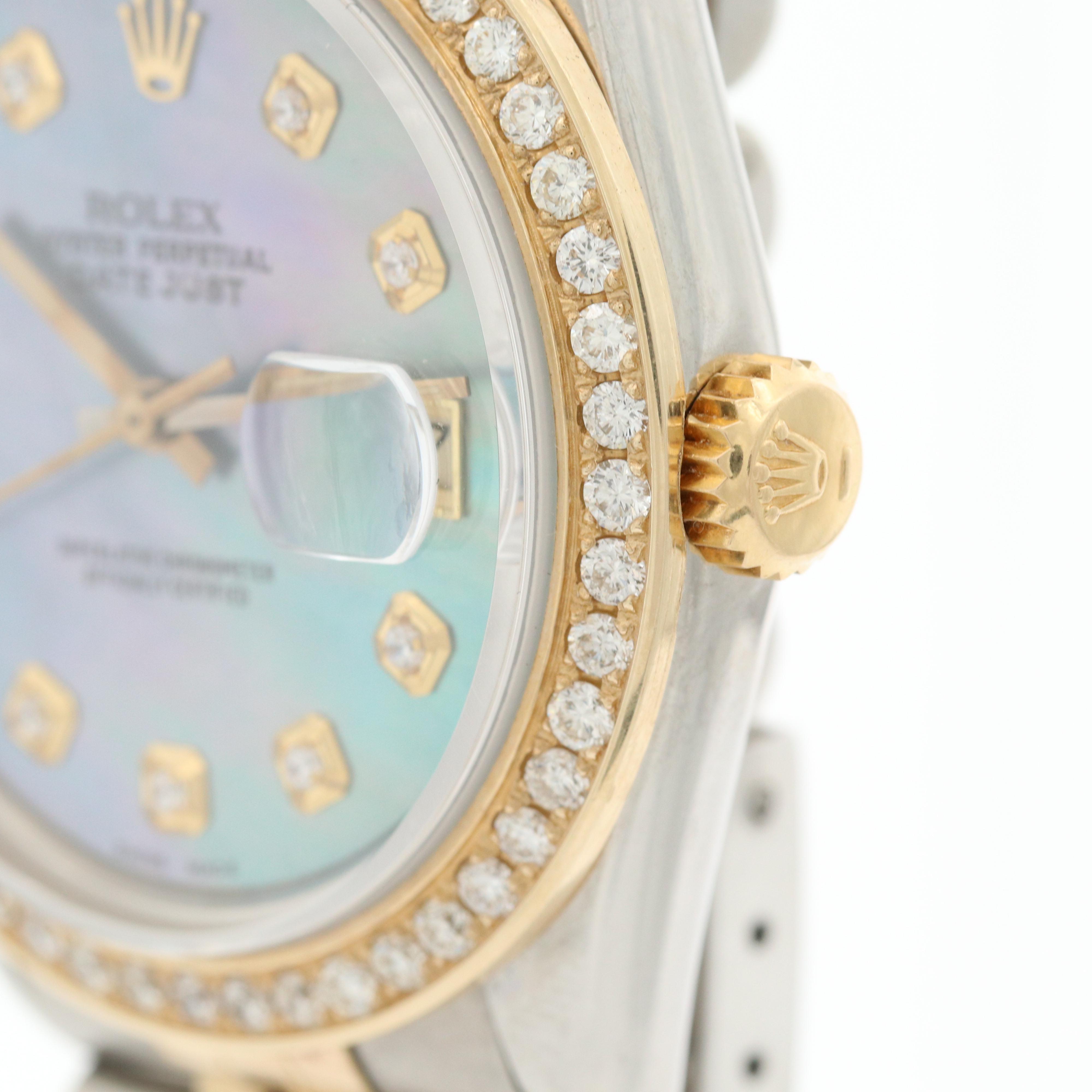 1978 Rolex Datejust 18K and Stainless Steel Watch With 1.00 CTW Diamonds