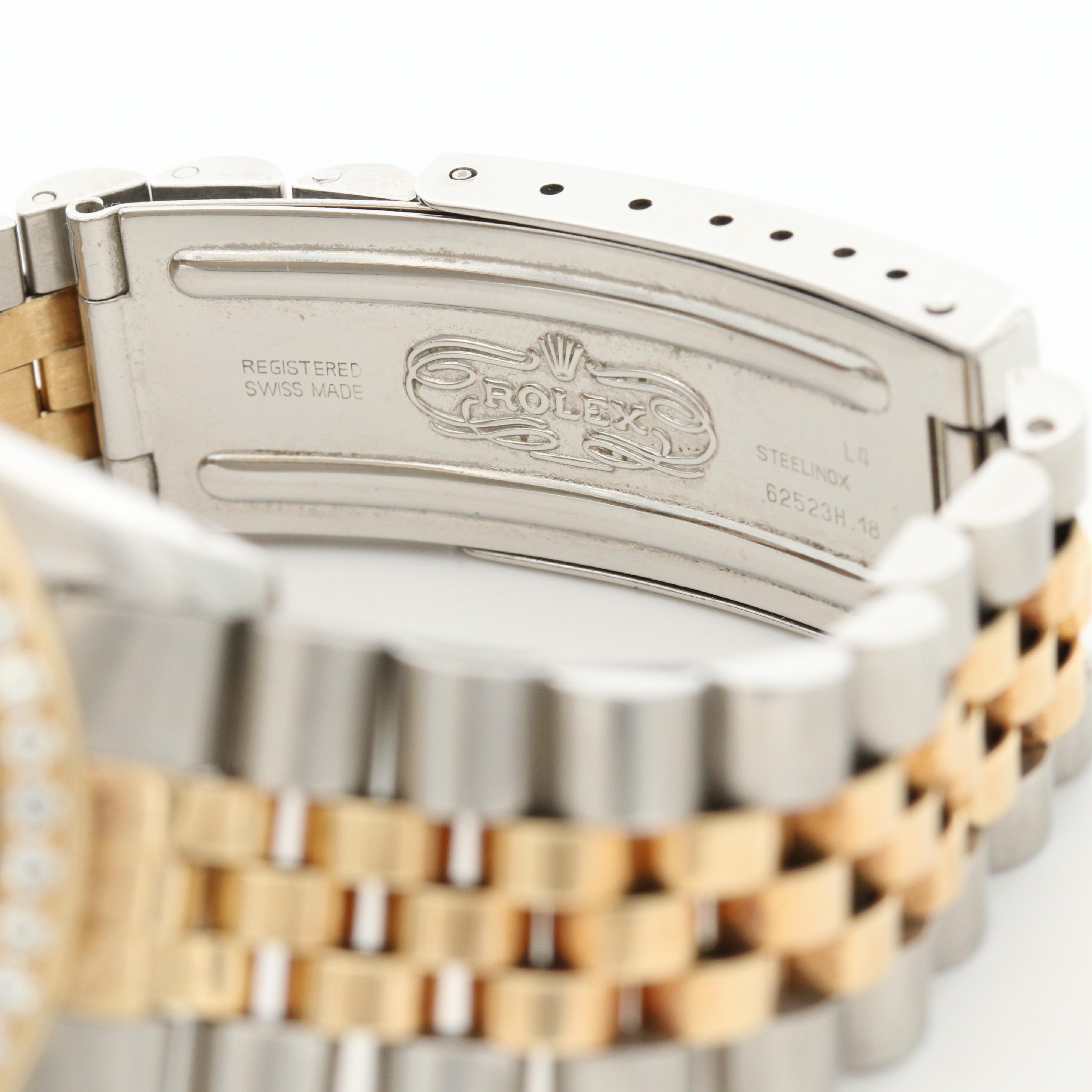 1978 Rolex Datejust 18K and Stainless Steel Watch With 1.00 CTW Diamonds