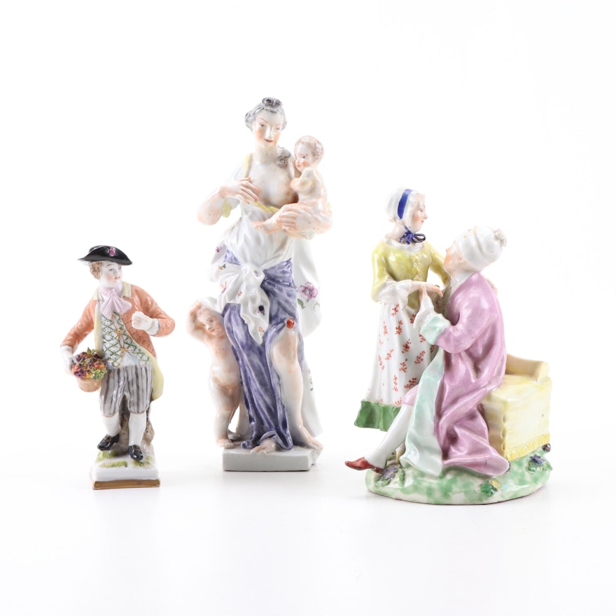 Vienna and Other European Hand-Painted Porcelain Figurines, Antique