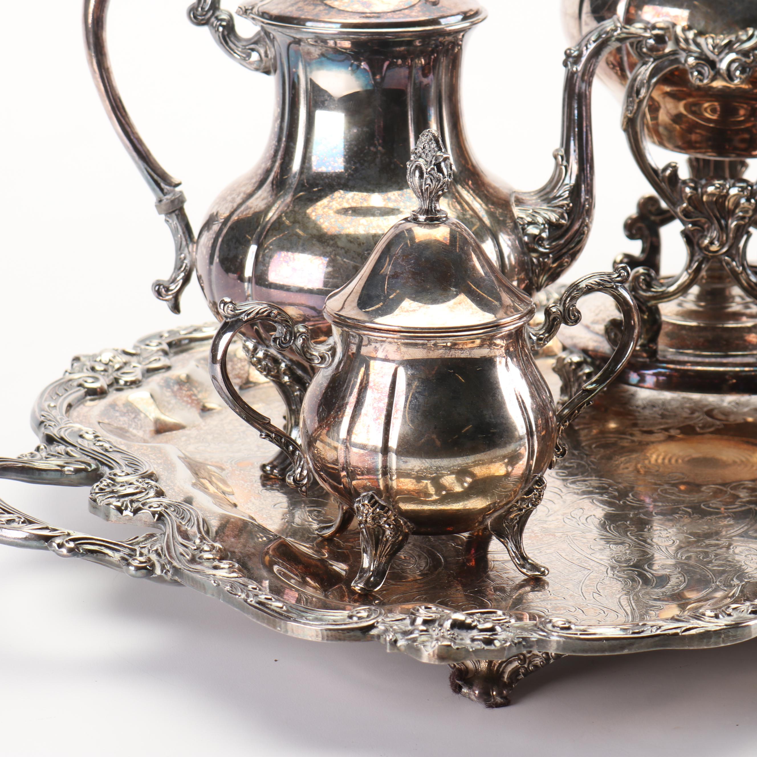 Sheridan Taunton Silver Plated Brass Tea and Coffee Service, 1980s