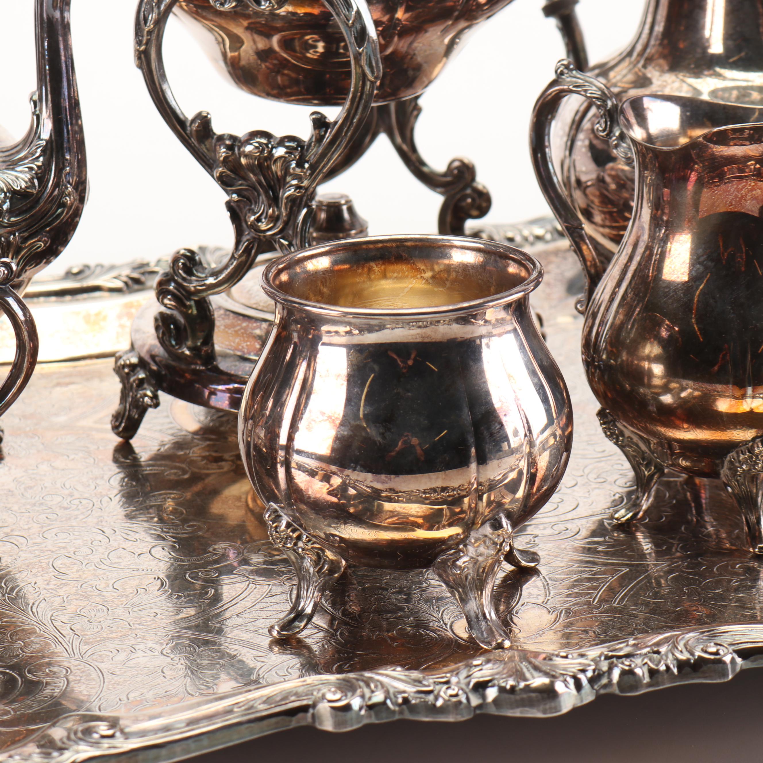 Sheridan Taunton Silver Plated Brass Tea and Coffee Service, 1980s