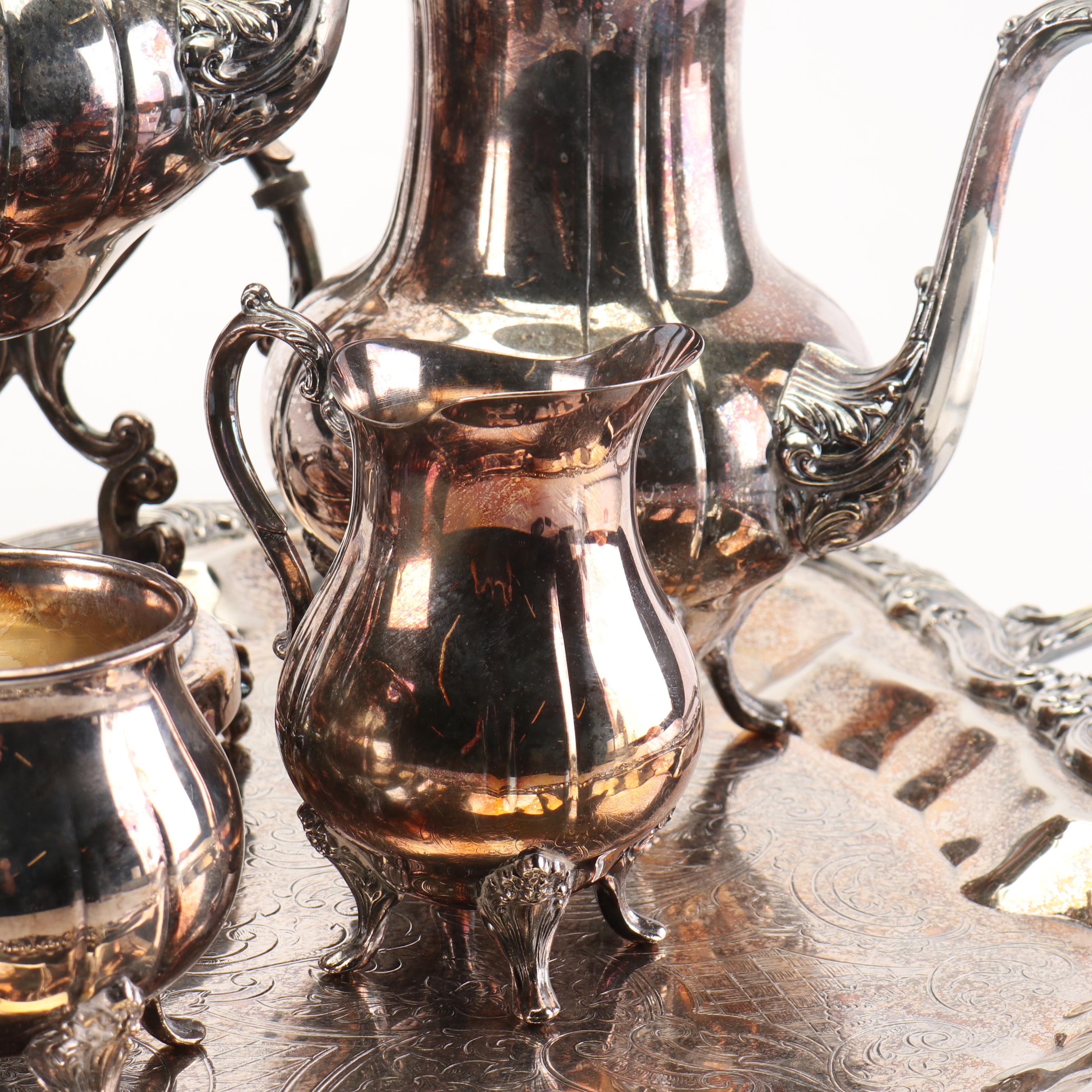 Sheridan Taunton Silver Plated Brass Tea and Coffee Service, 1980s