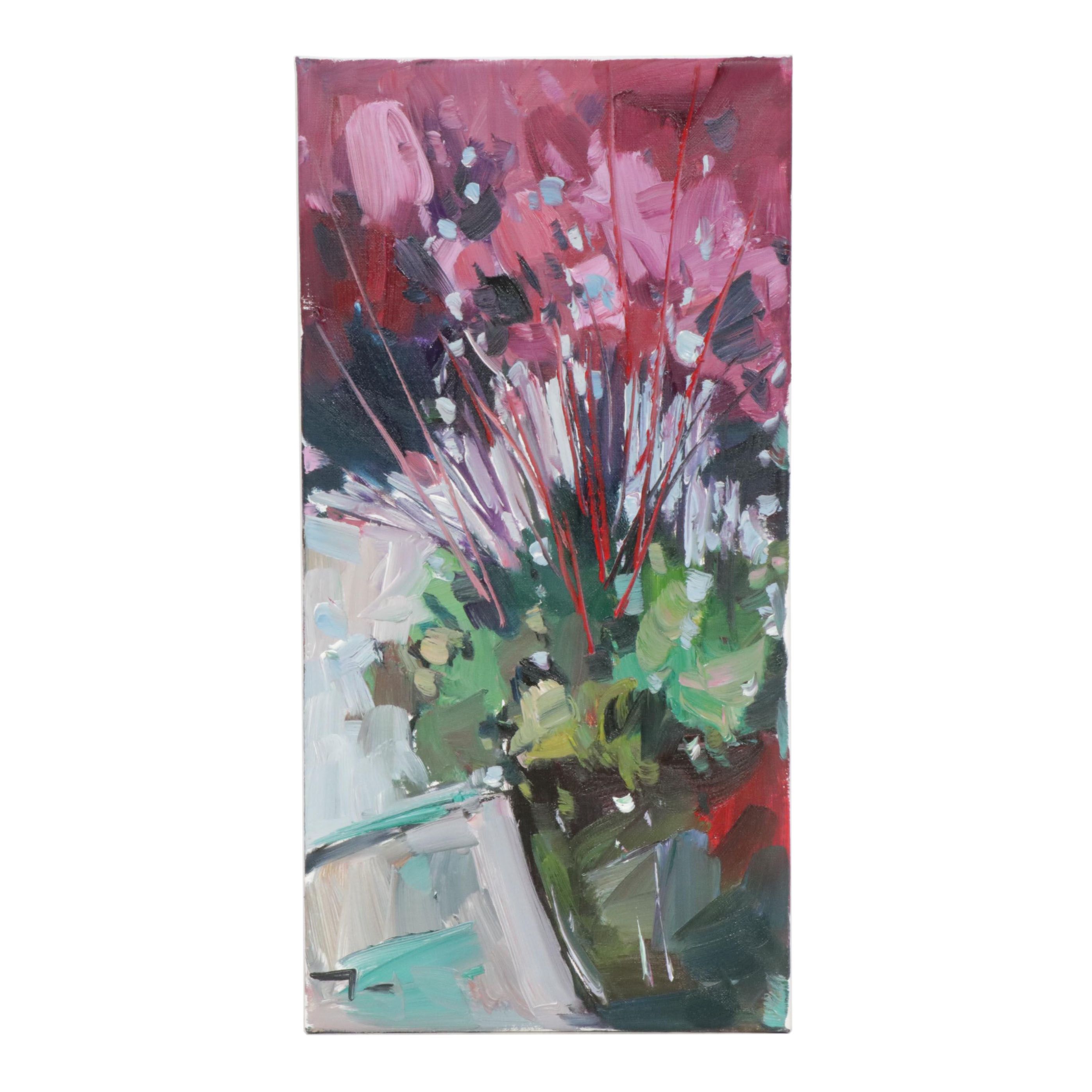 Jose Trujillo Oil Painting "Potted Plants"