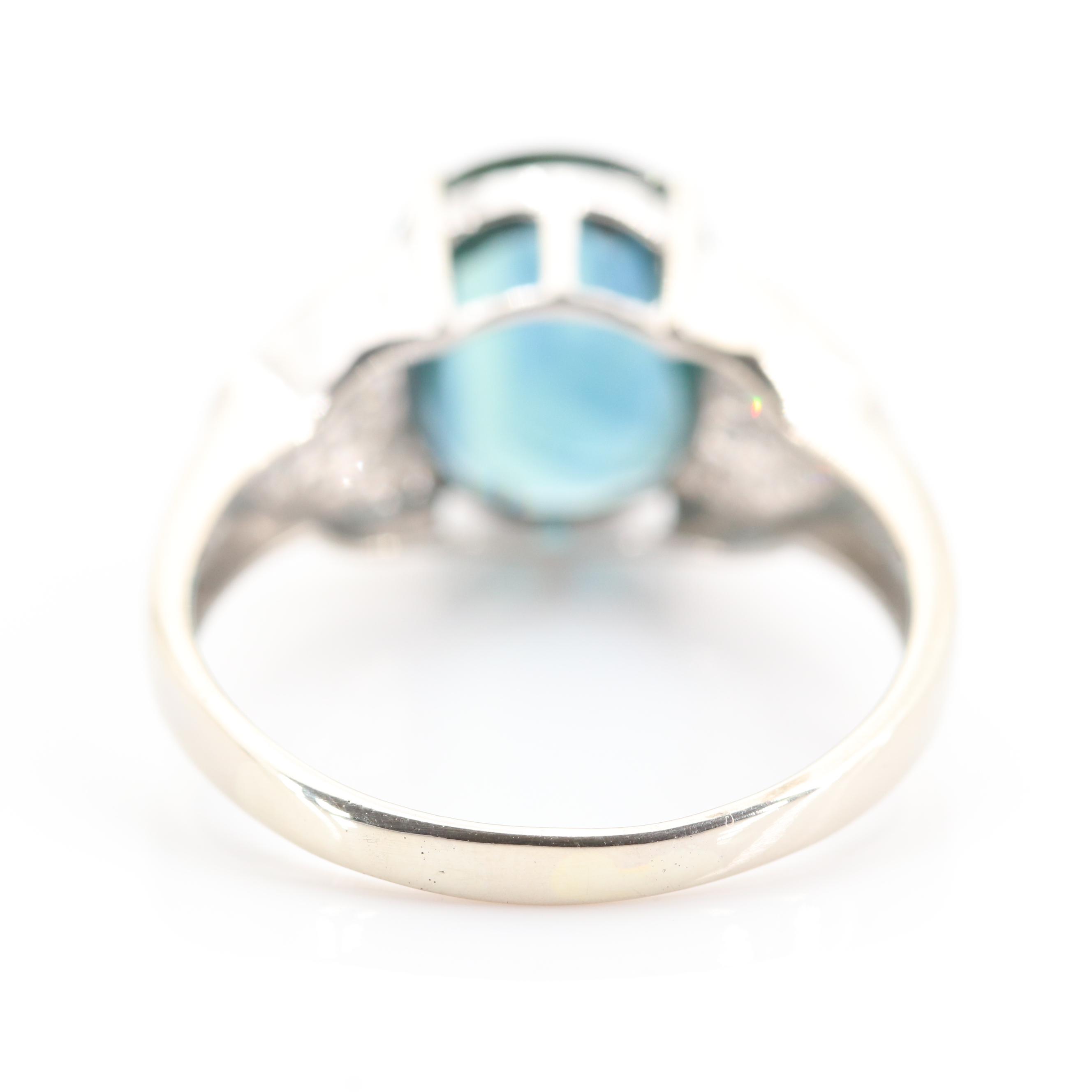 14K White Gold 4.32 CT Sapphire and Diamond Ring