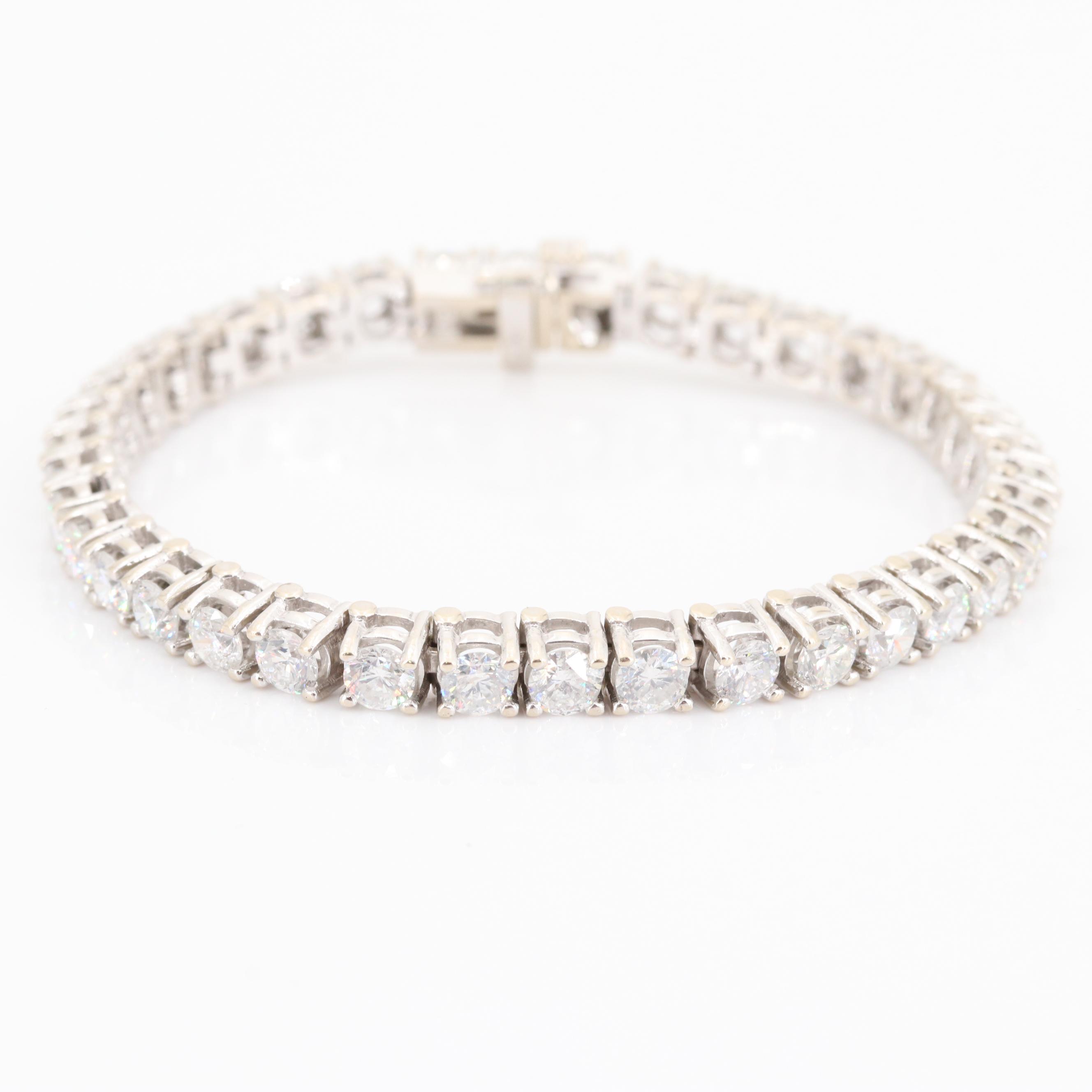 14K White Gold 9.50 CTW Diamond Tennis Bracelet