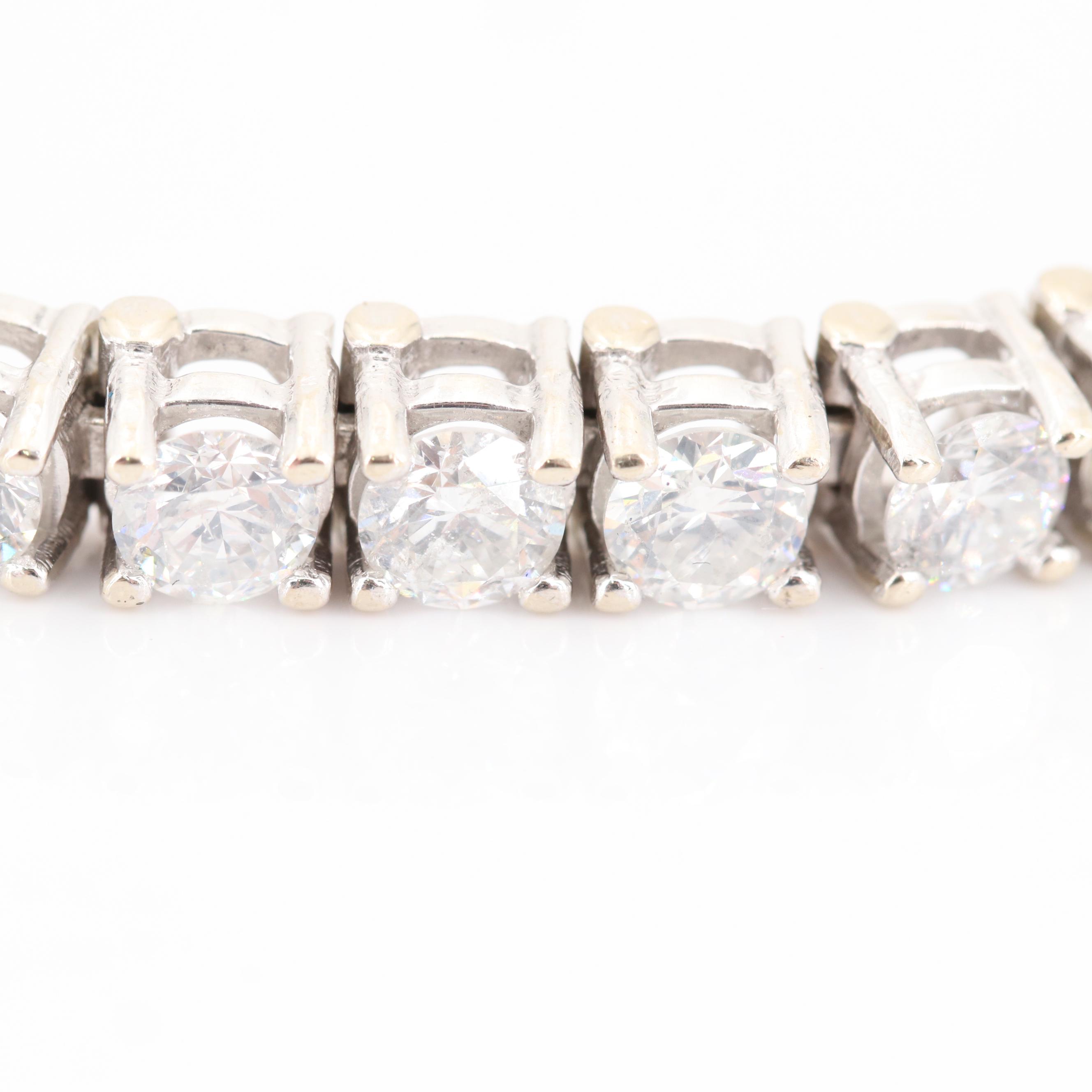 14K White Gold 9.50 CTW Diamond Tennis Bracelet