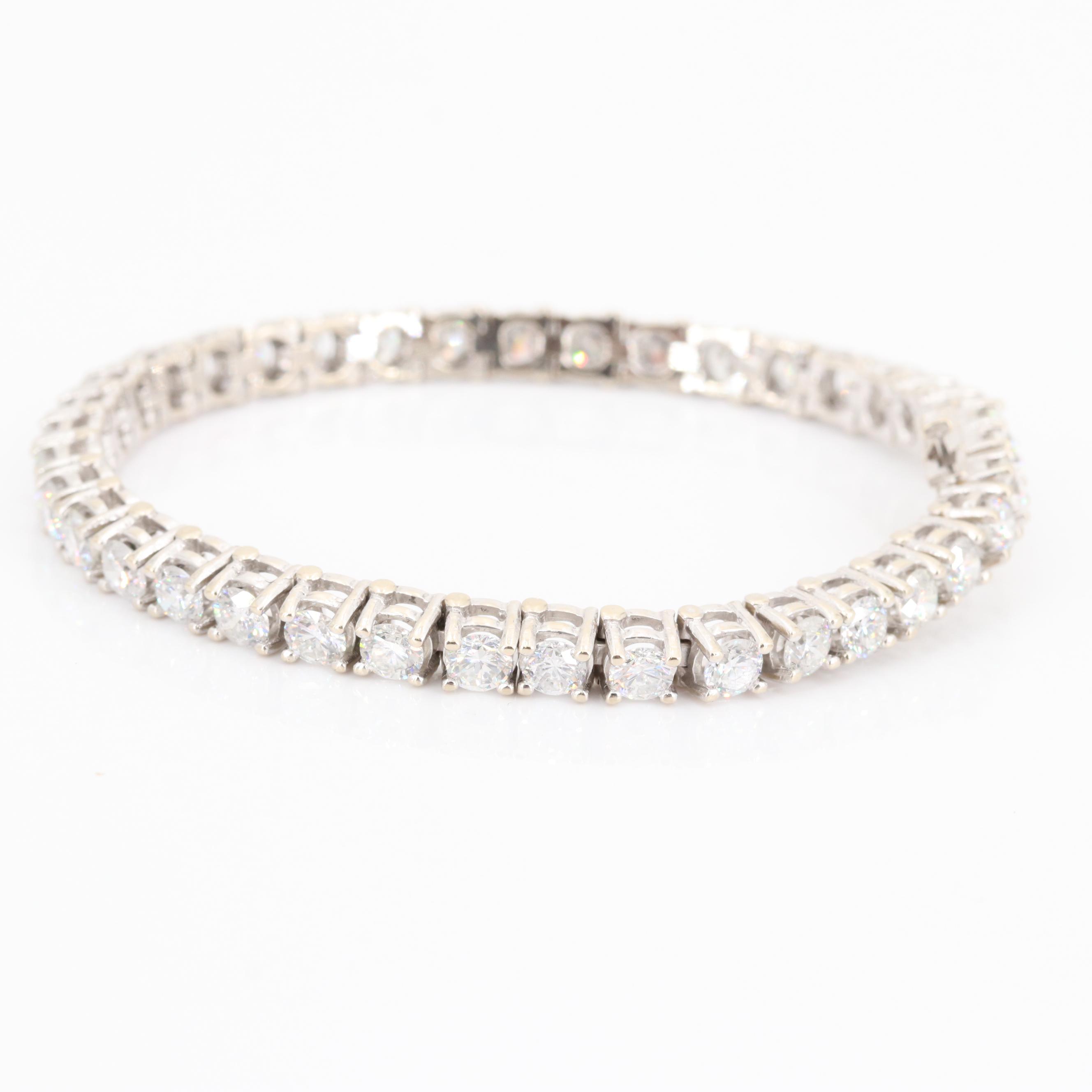 14K White Gold 9.50 CTW Diamond Tennis Bracelet