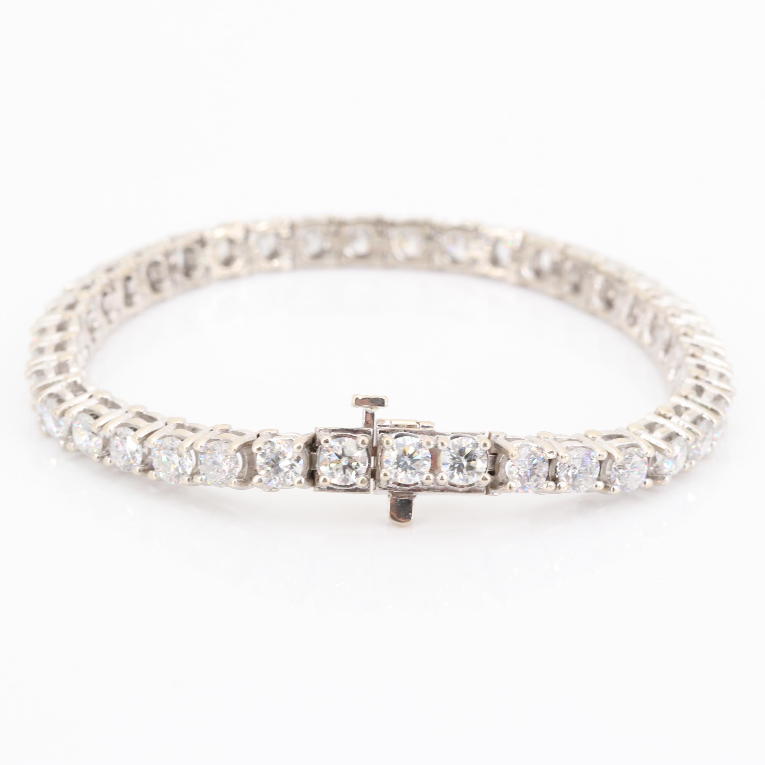 14K White Gold 9.50 CTW Diamond Tennis Bracelet