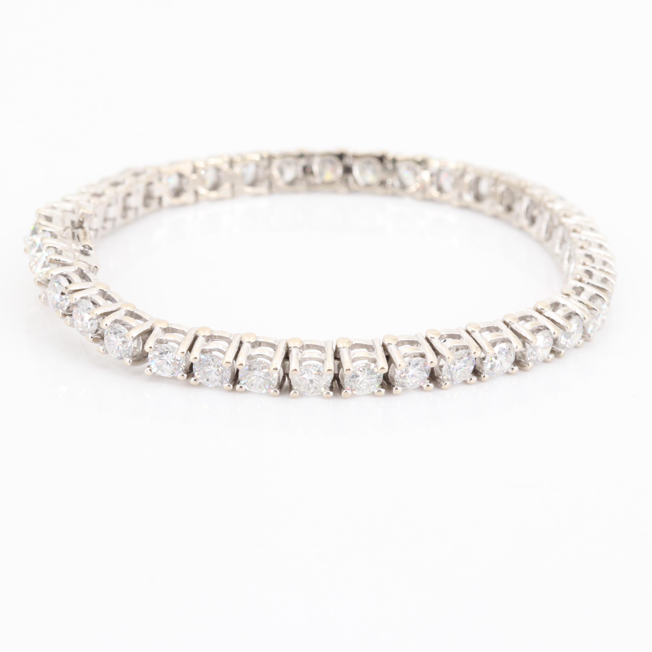 14K White Gold 9.50 CTW Diamond Tennis Bracelet