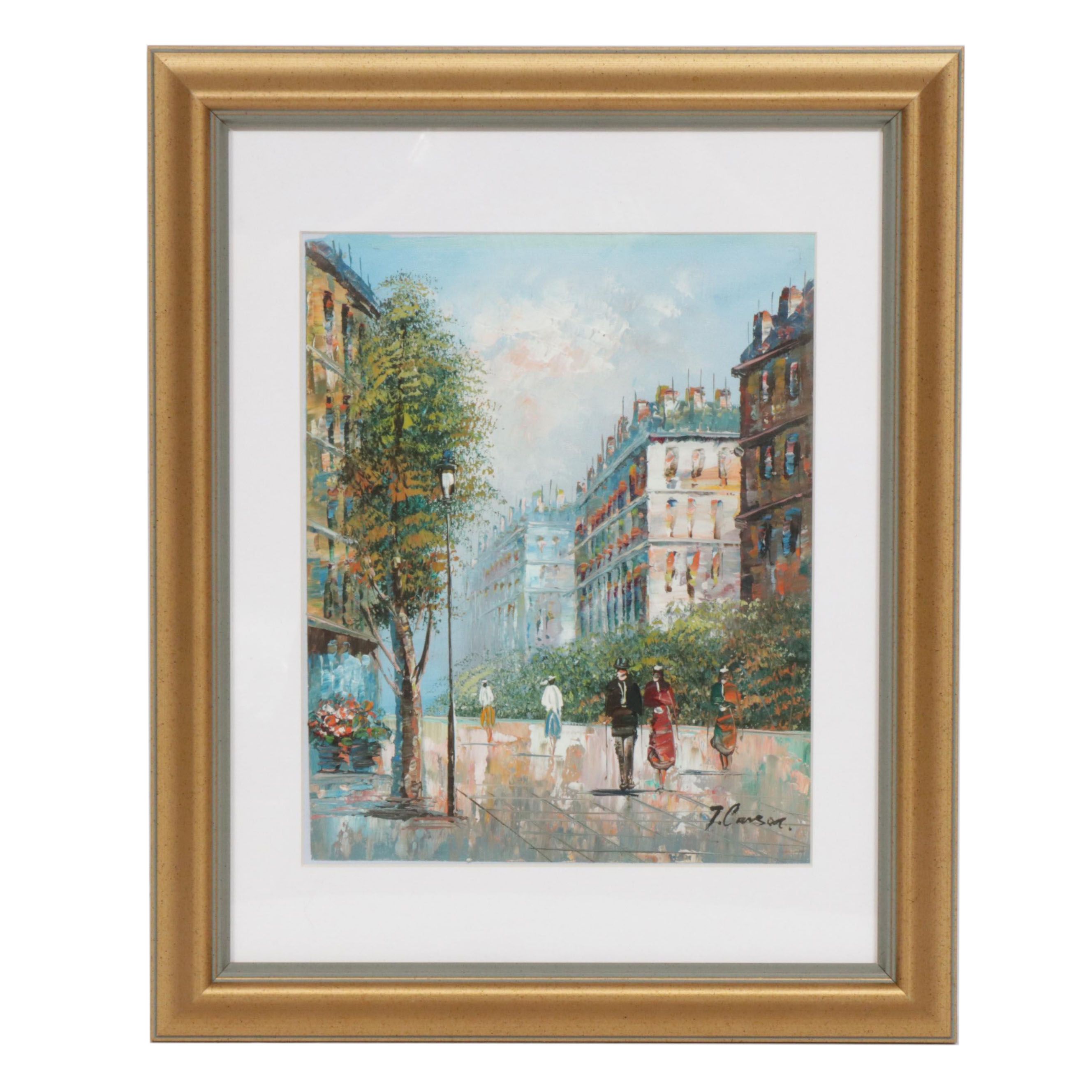 T. Carson Parisian Scene Oil Painting