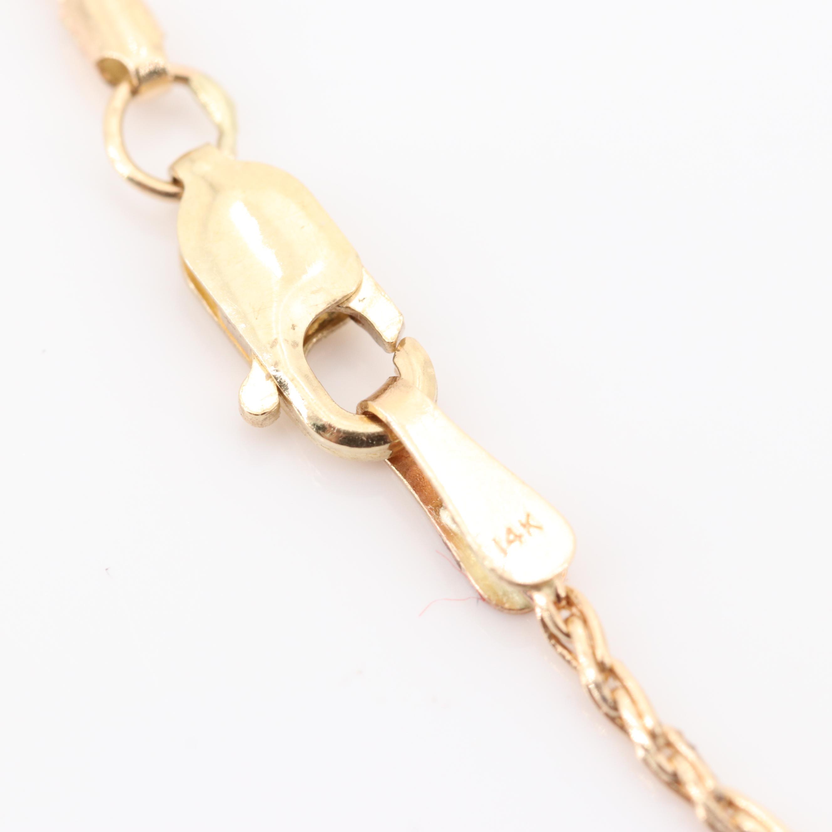 14K Yellow and White Gold Three-Station Diamond Necklace