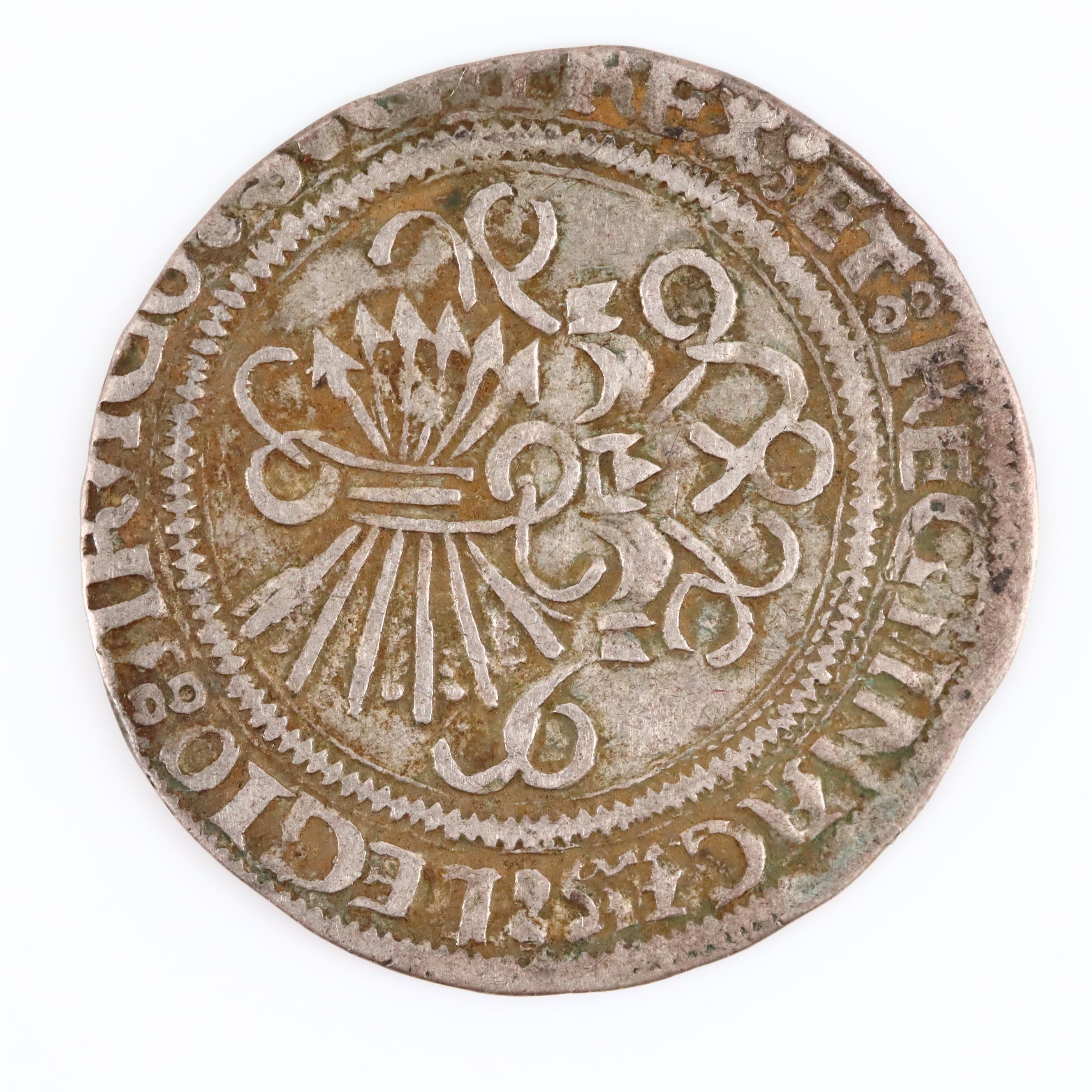 Spanish Hammered 1-Real Coin of Ferdinand and Isabella, ca. 1495