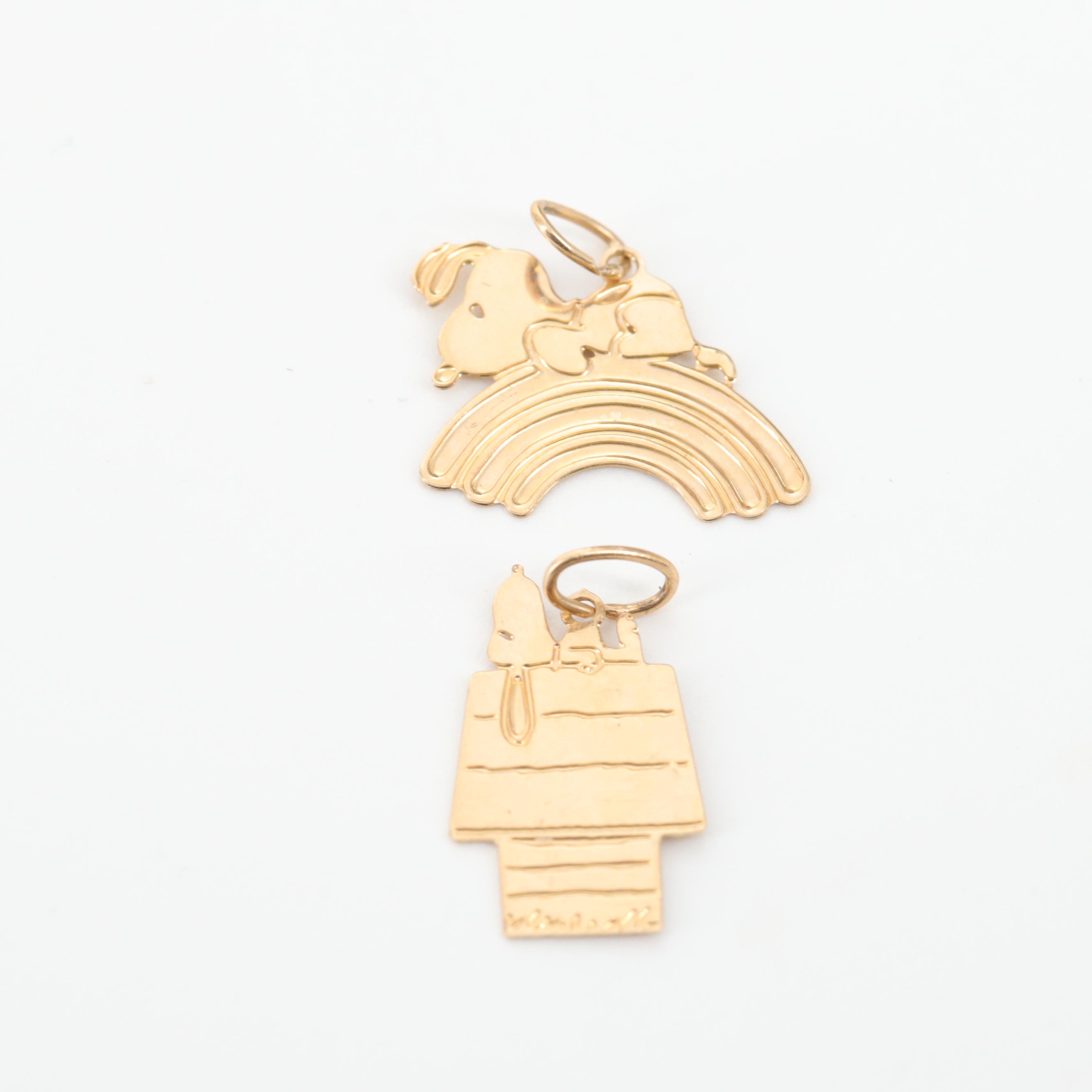 14K Yellow Gold Snoopy and Woodstock Charm Assortment