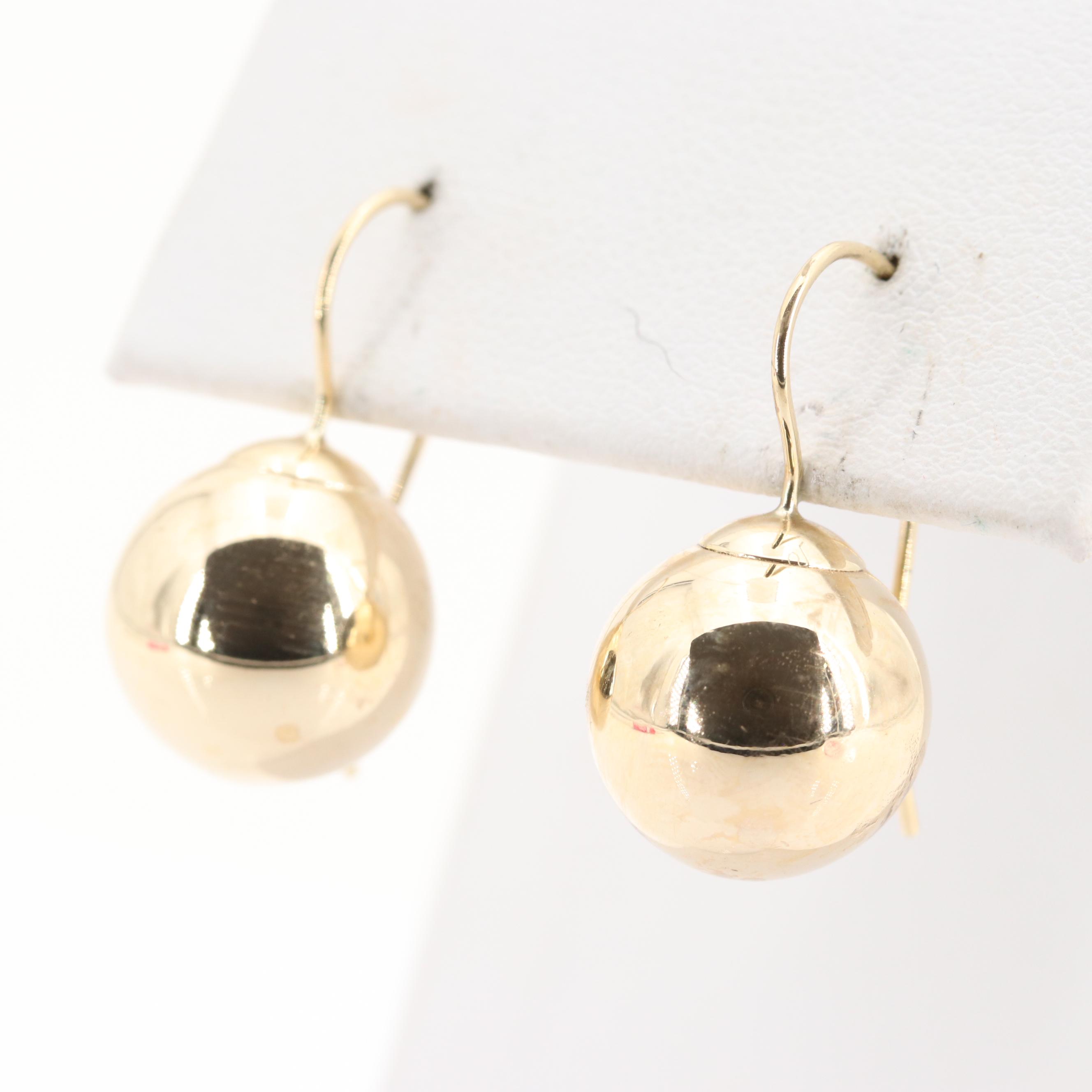14K Yellow Gold Ball Earrings