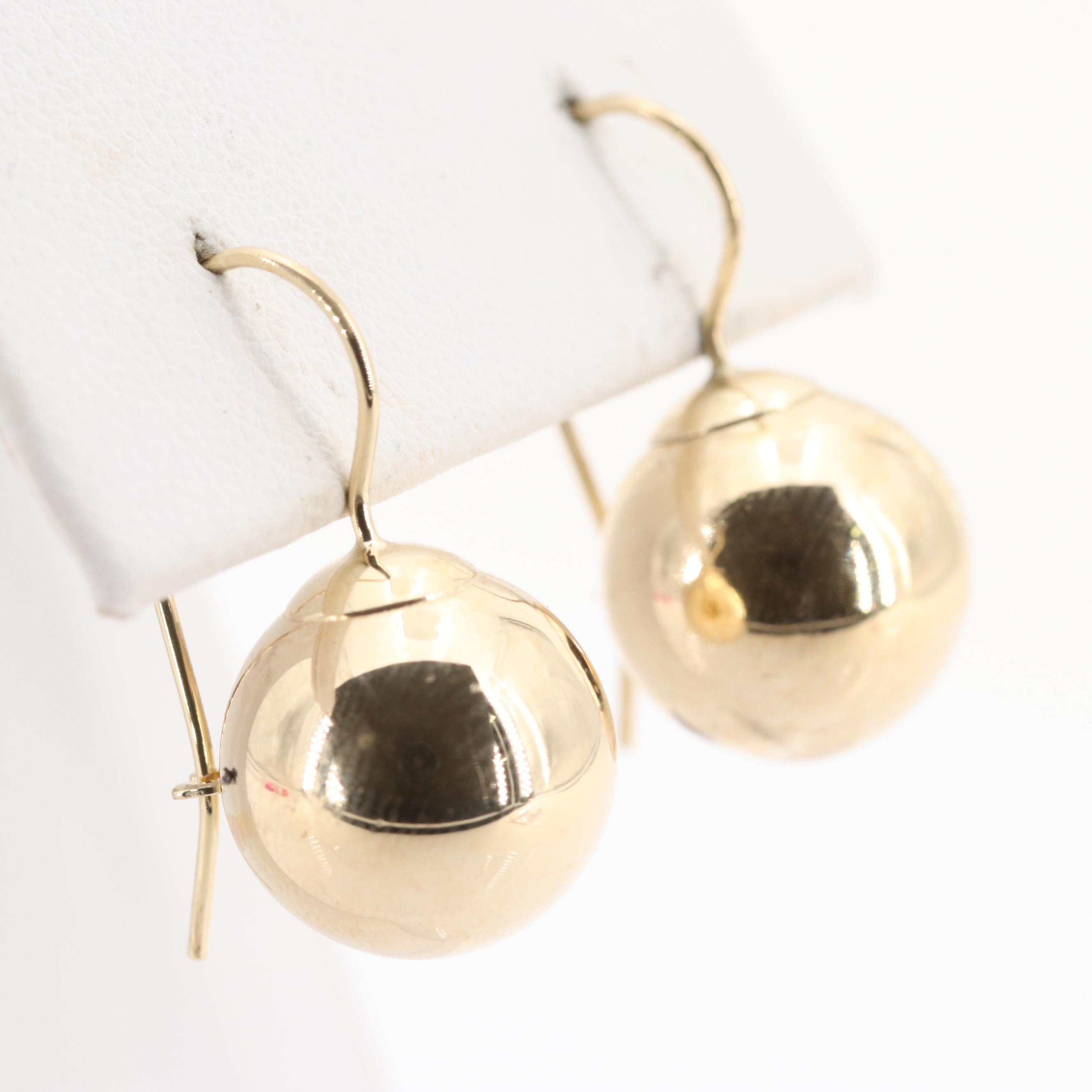 14K Yellow Gold Ball Earrings