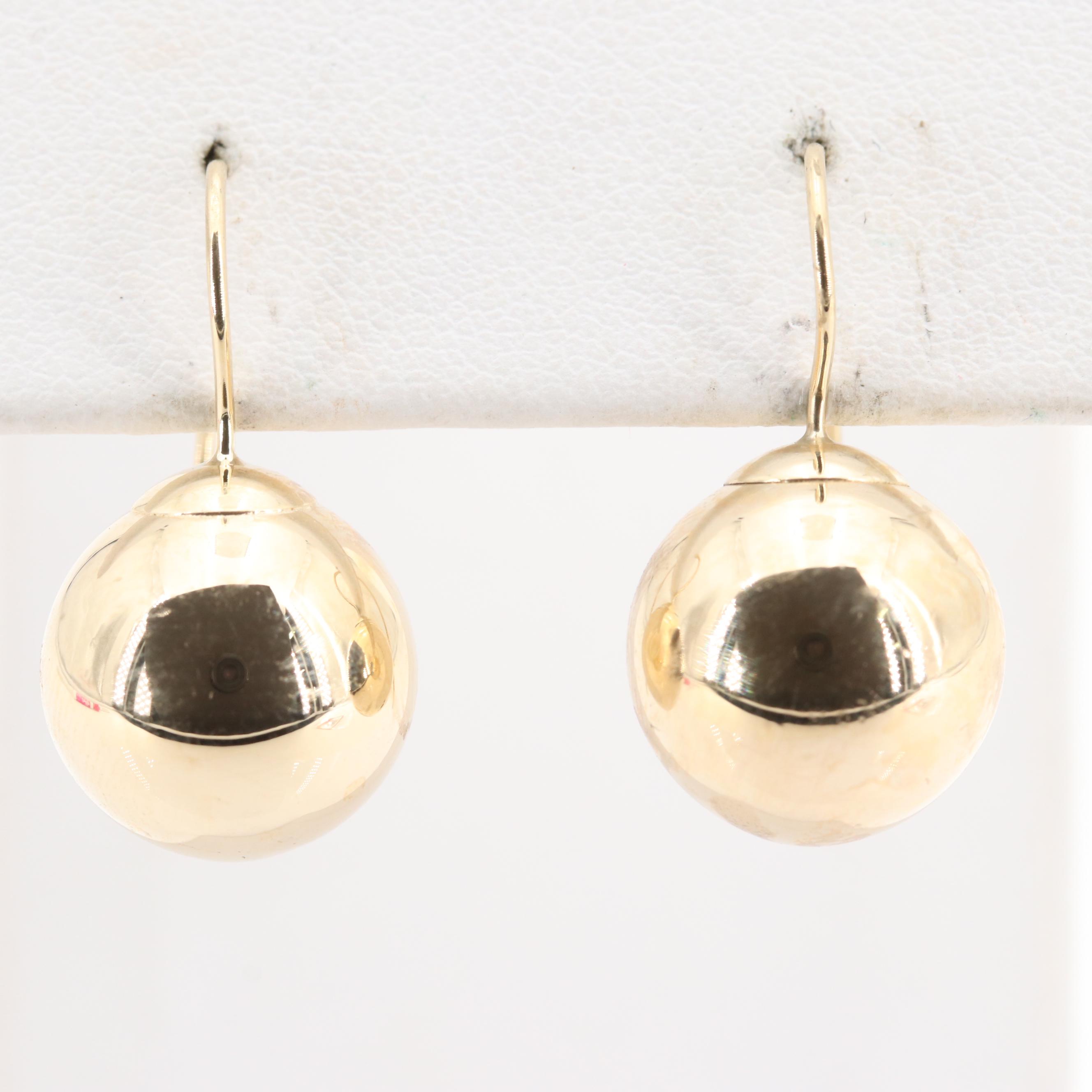 14K Yellow Gold Ball Earrings