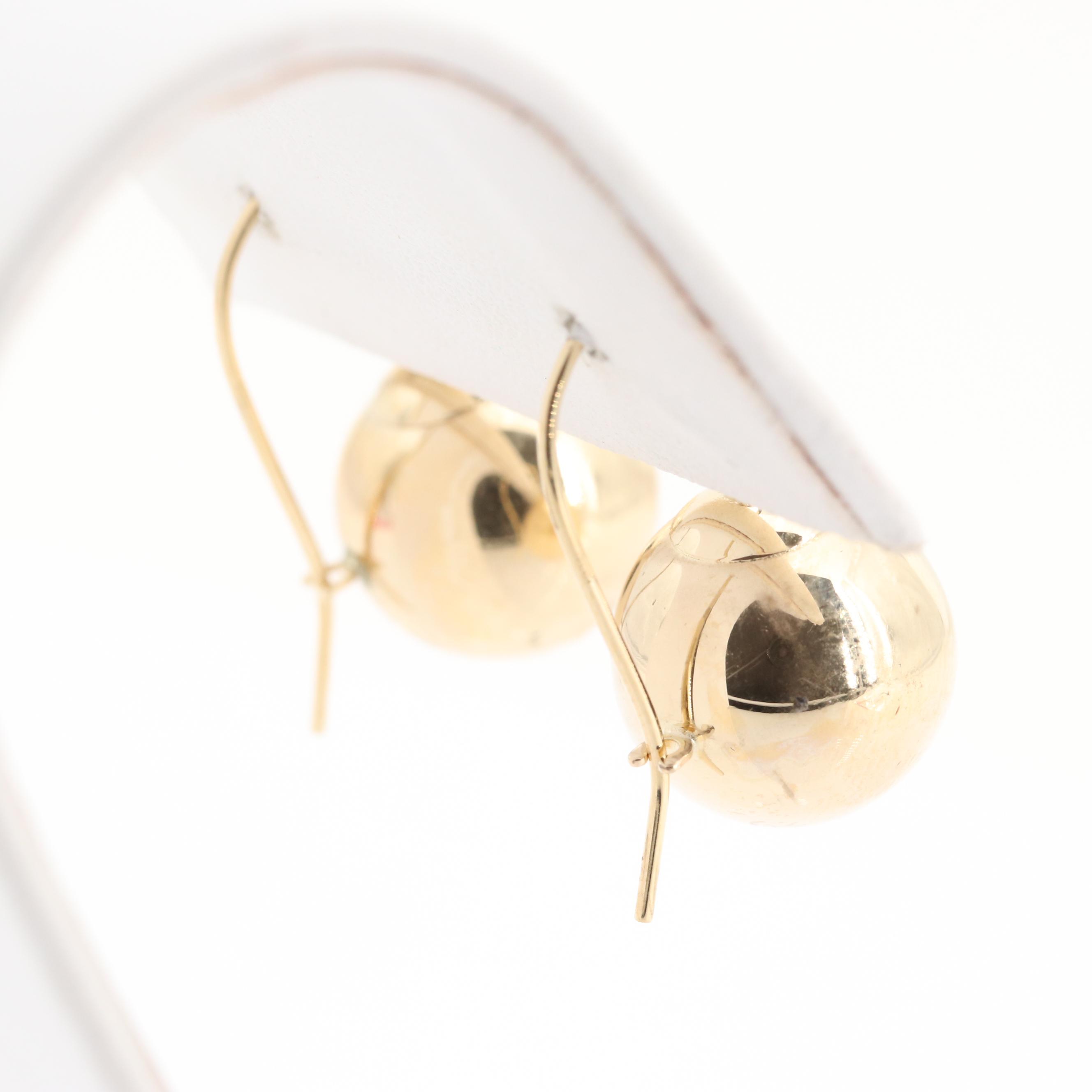 14K Yellow Gold Ball Earrings