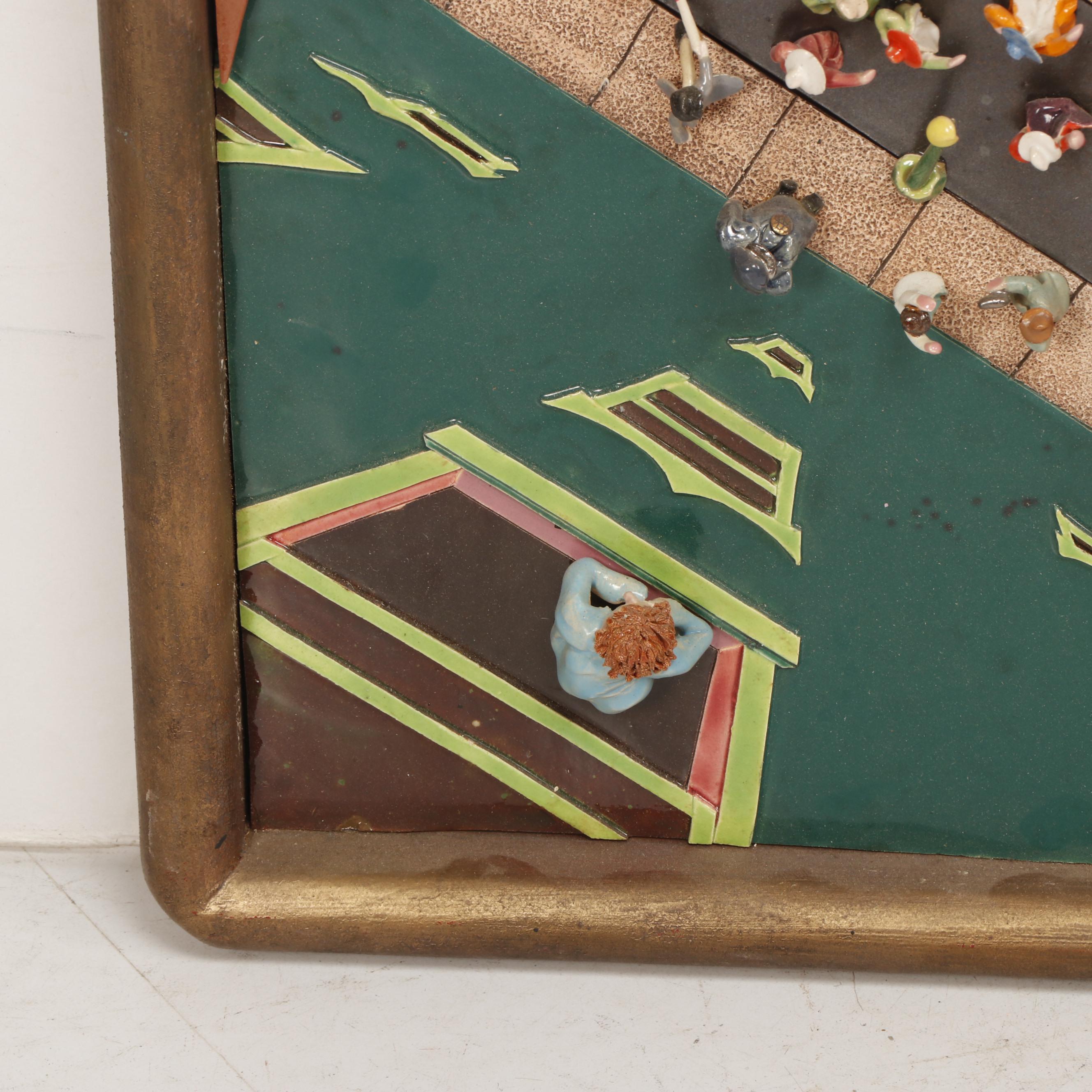 Chick Schwartz Ceramic Relief Sculpture "The Diver"