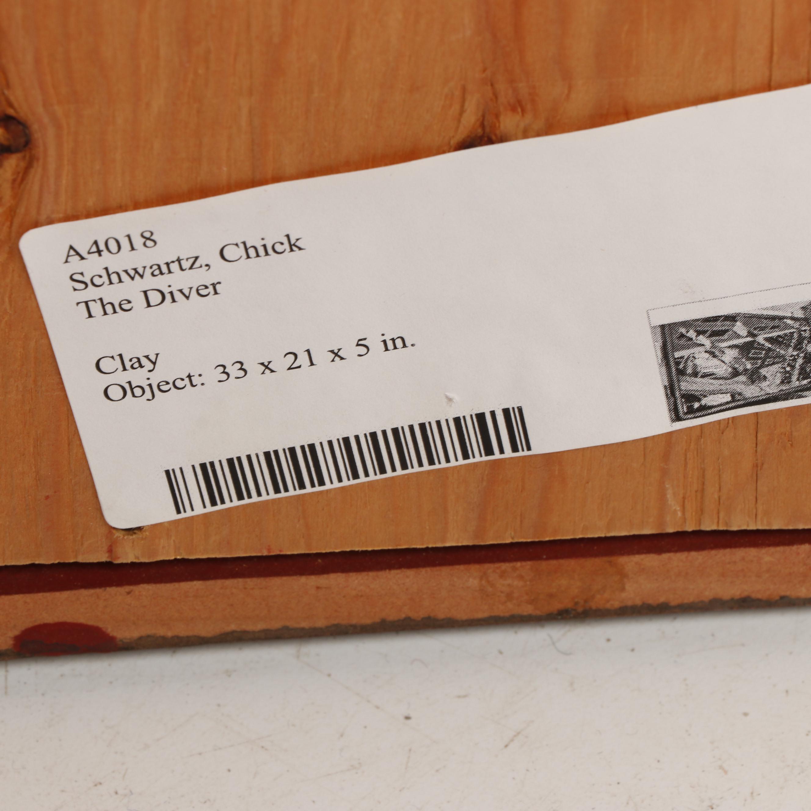 Chick Schwartz Ceramic Relief Sculpture "The Diver"