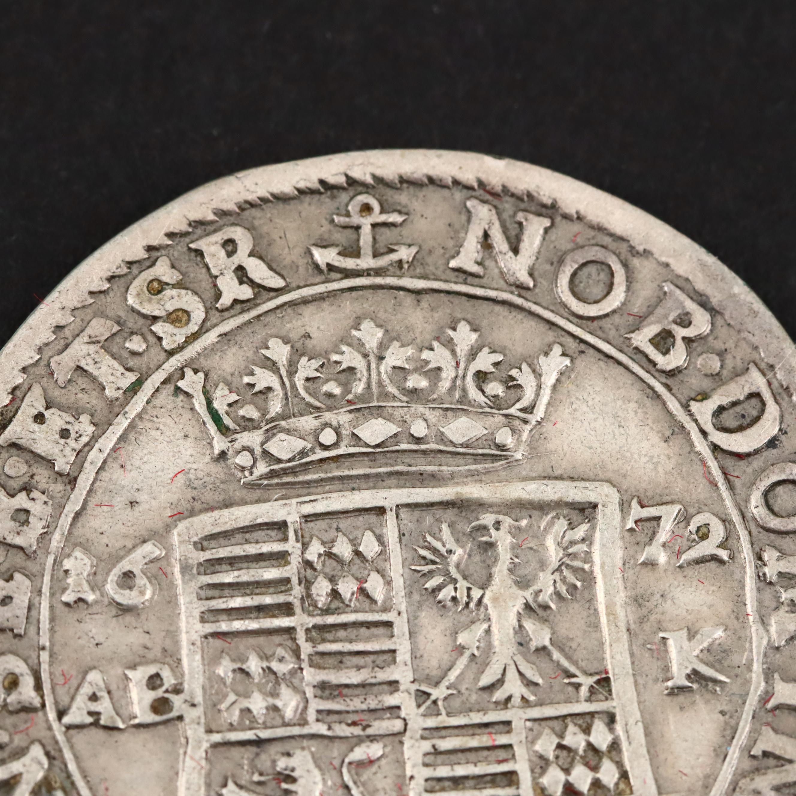 1672 Earldom Mansfeld-Bornstedt (German States) Silver 1/3 Thaler coin