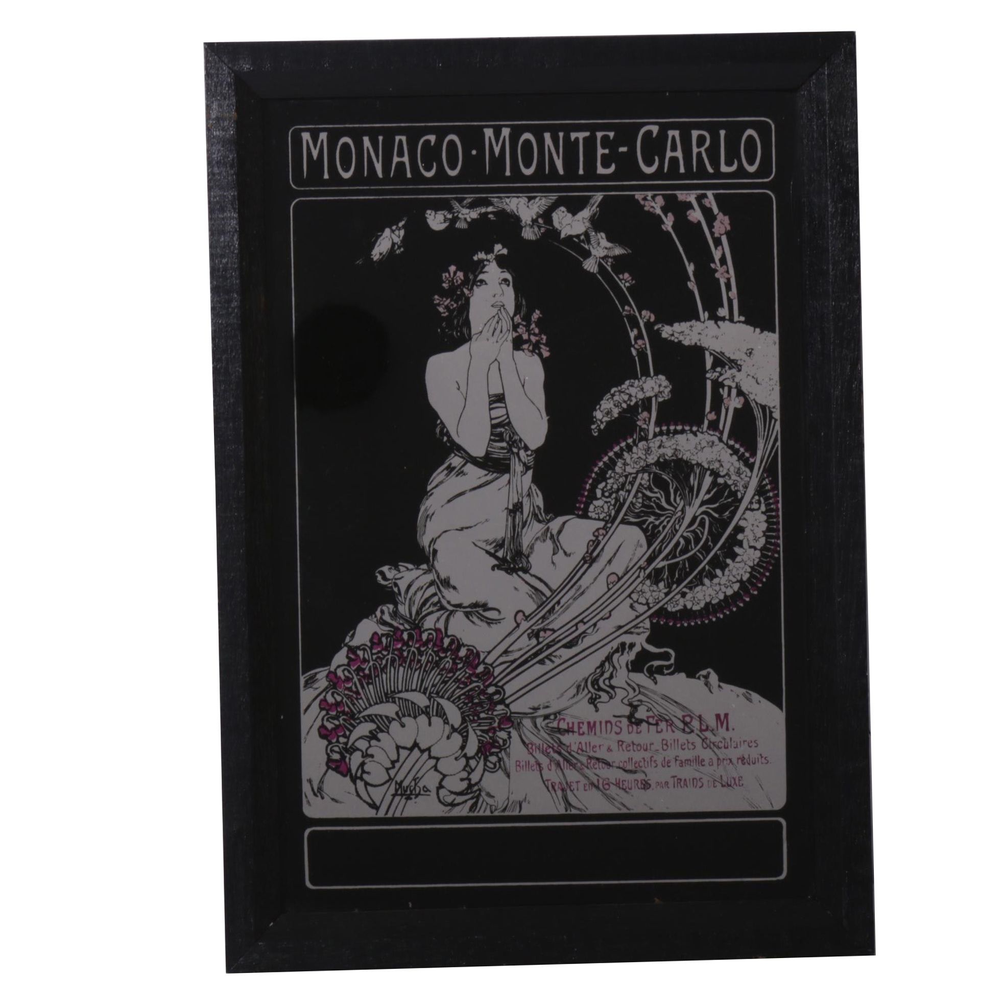 Alphonse Mucha Mid Century Art Nouveau Style Wall Mirror