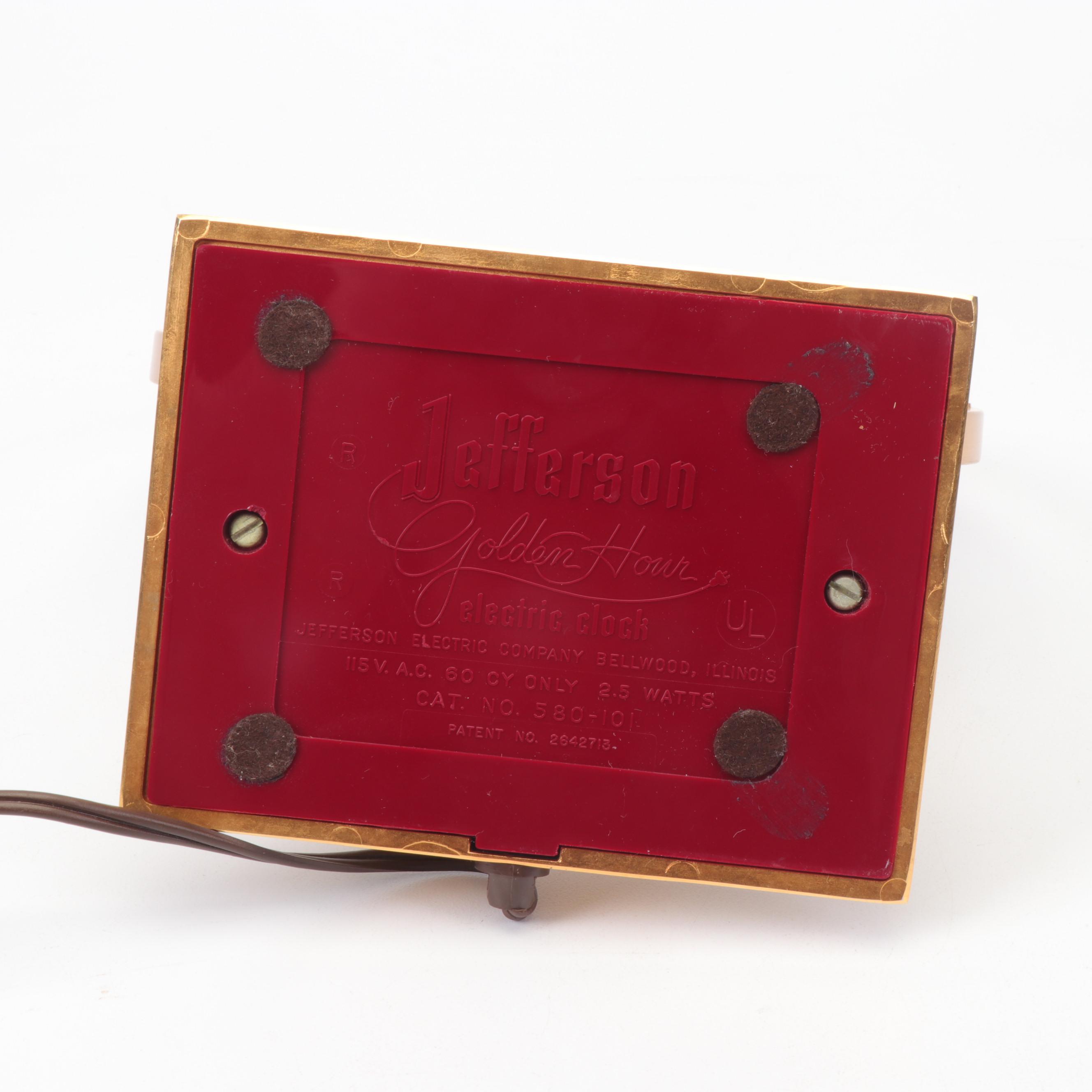 Jefferson "Golden Hour" Electric Clock, Mid Century