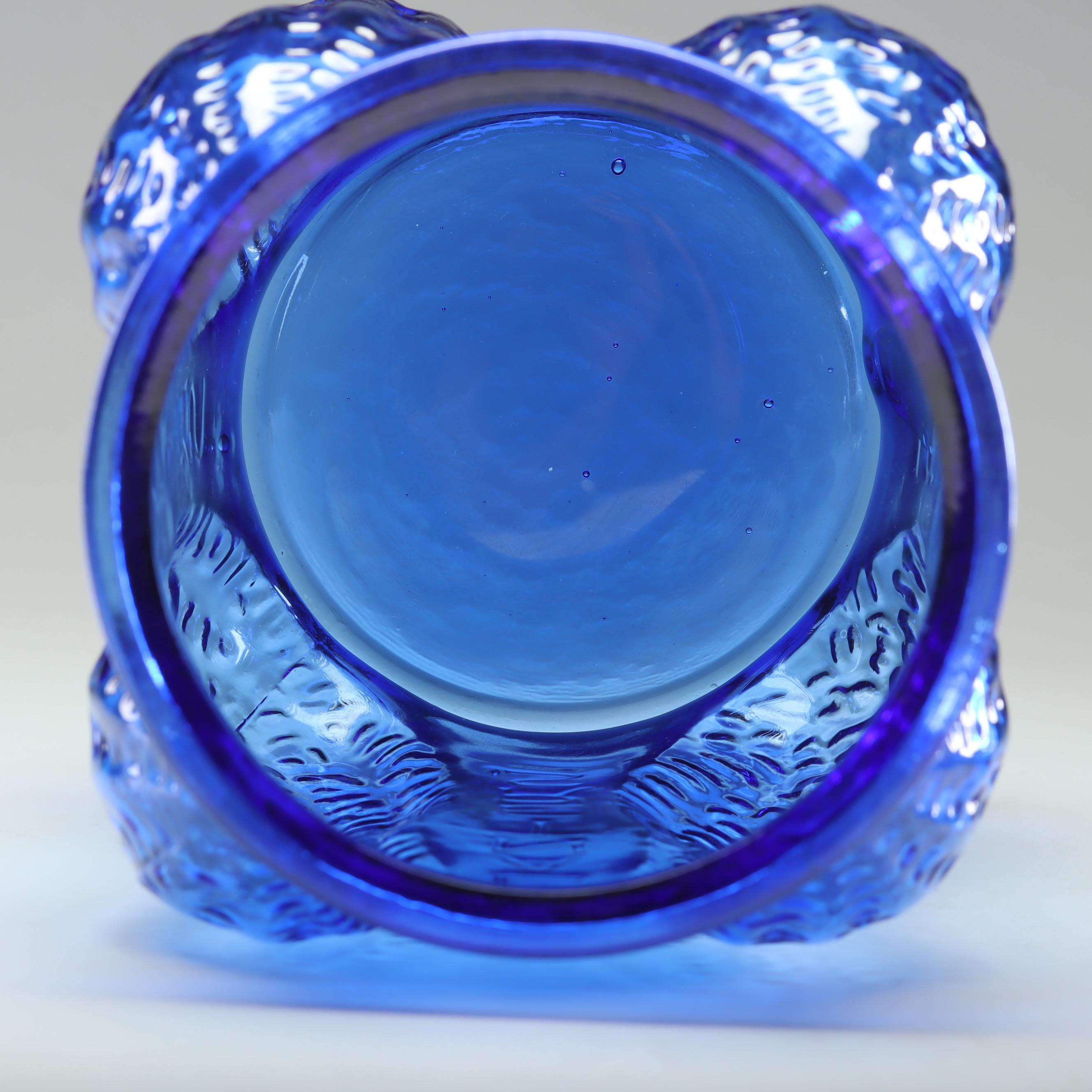 Reproduction Planters Peanuts Cobalt Blue Glass Peanut Jar, Vintage