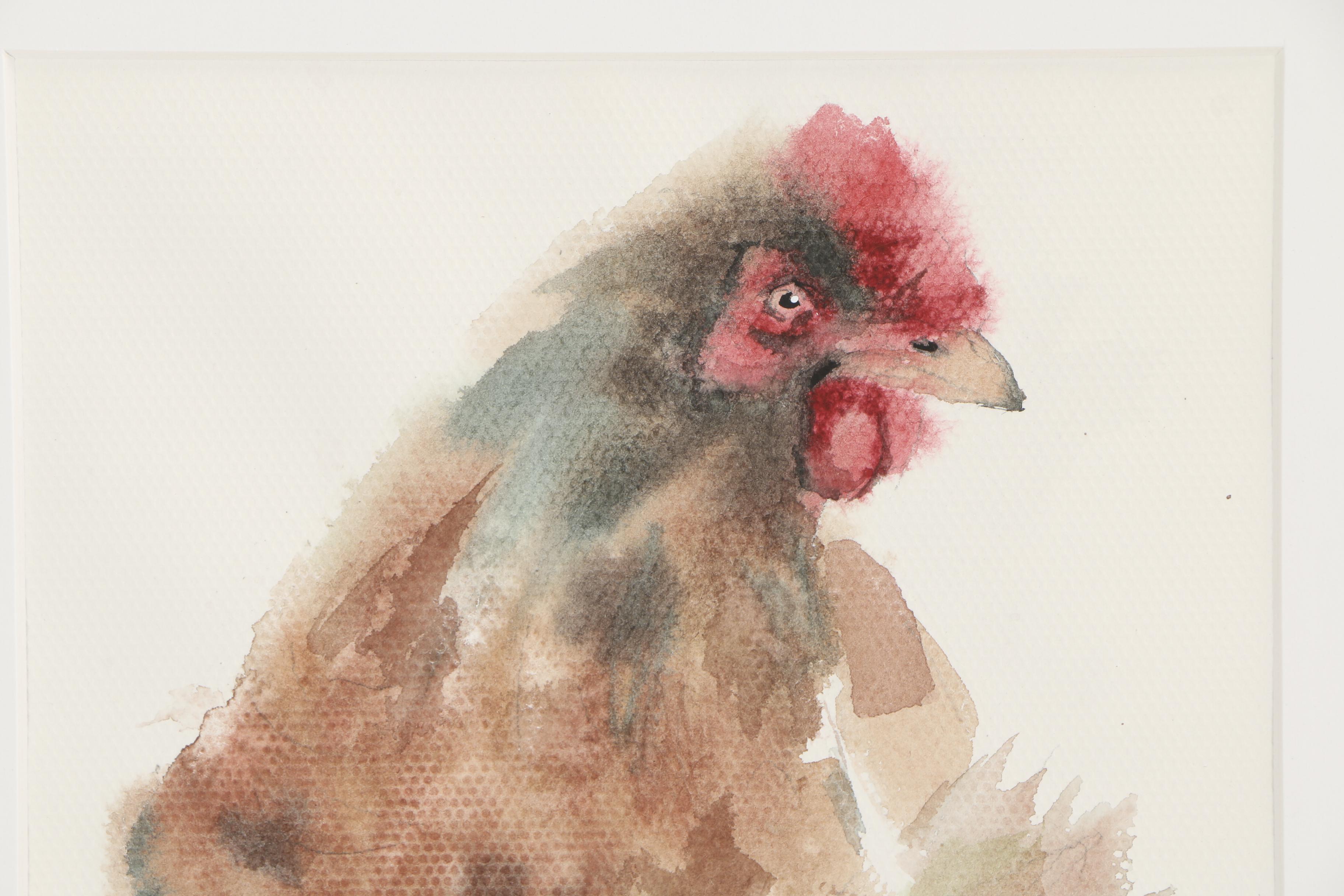 Hen Watercolor Painting