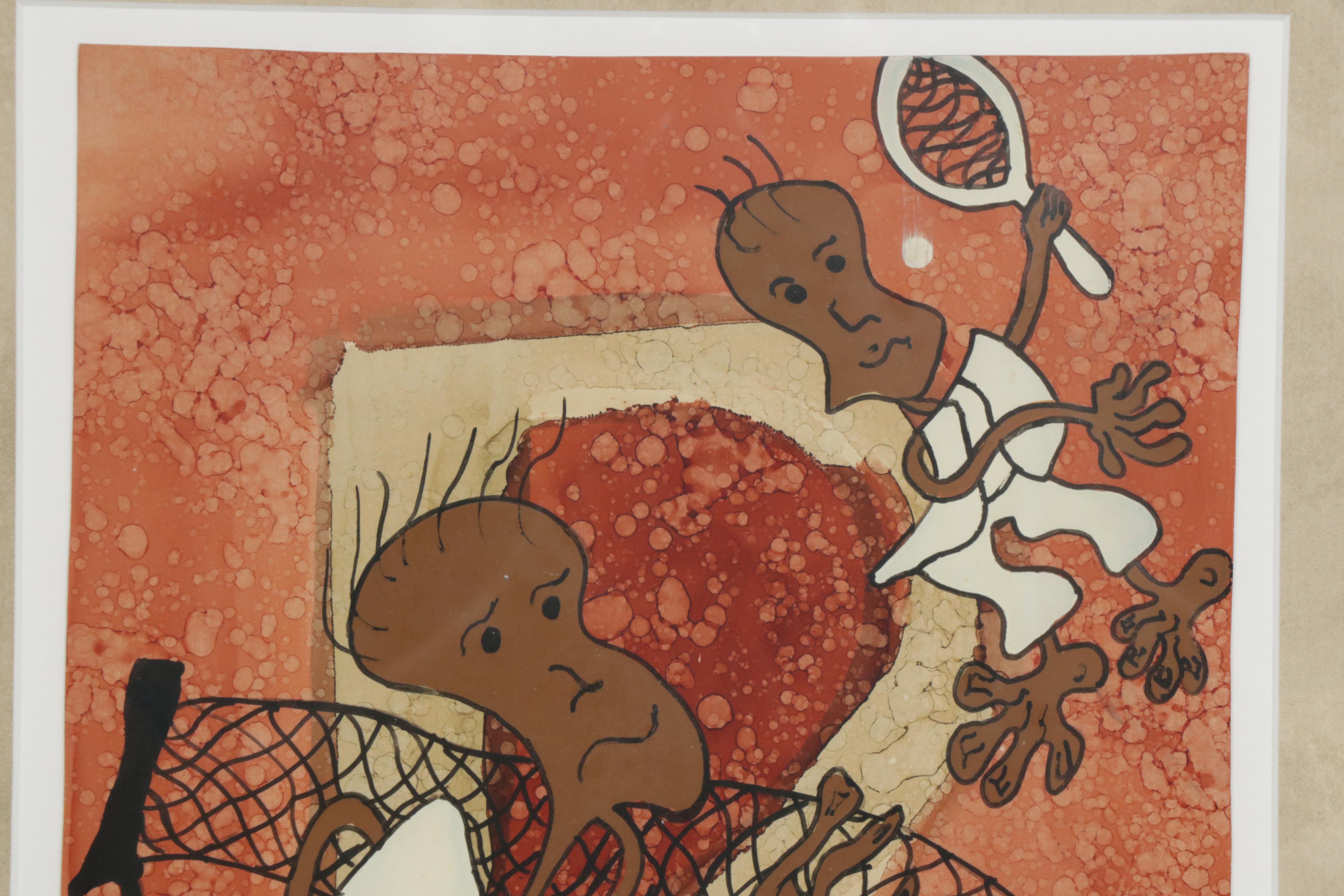 Jose Maria Gil Carrasco Tennis Match Mixed Media Painting