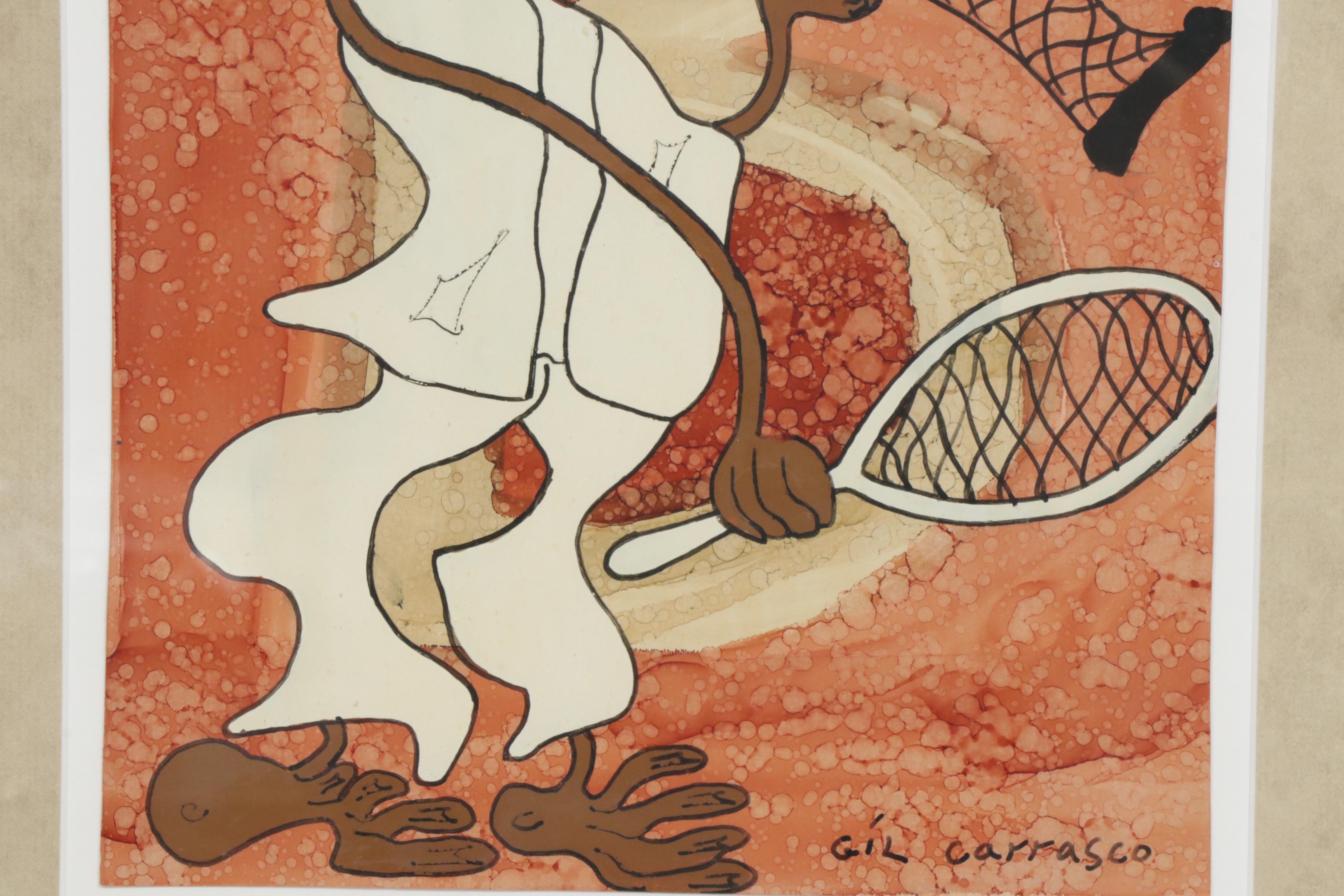 Jose Maria Gil Carrasco Tennis Match Mixed Media Painting