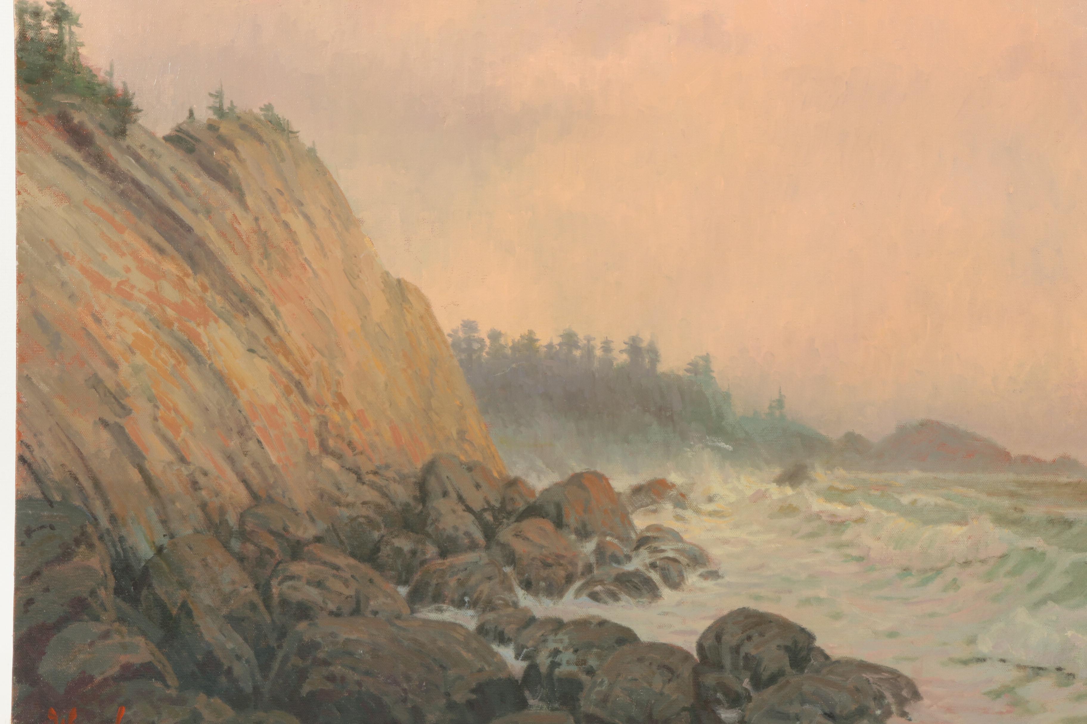 Patrick A. Woodman Landscape Oil Painting of Coastal Scene