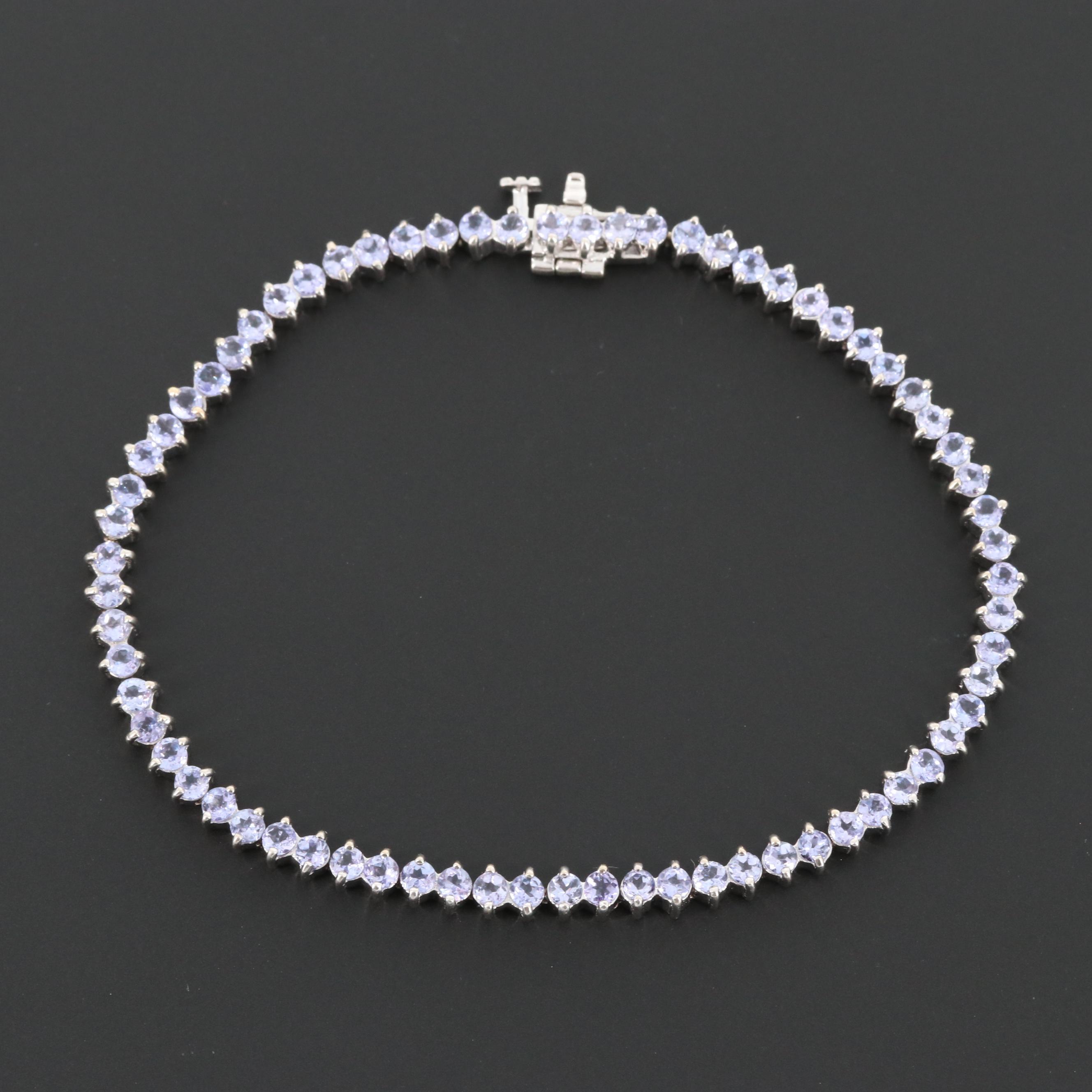 14K White Gold Tanzanite Tennis Bracelet