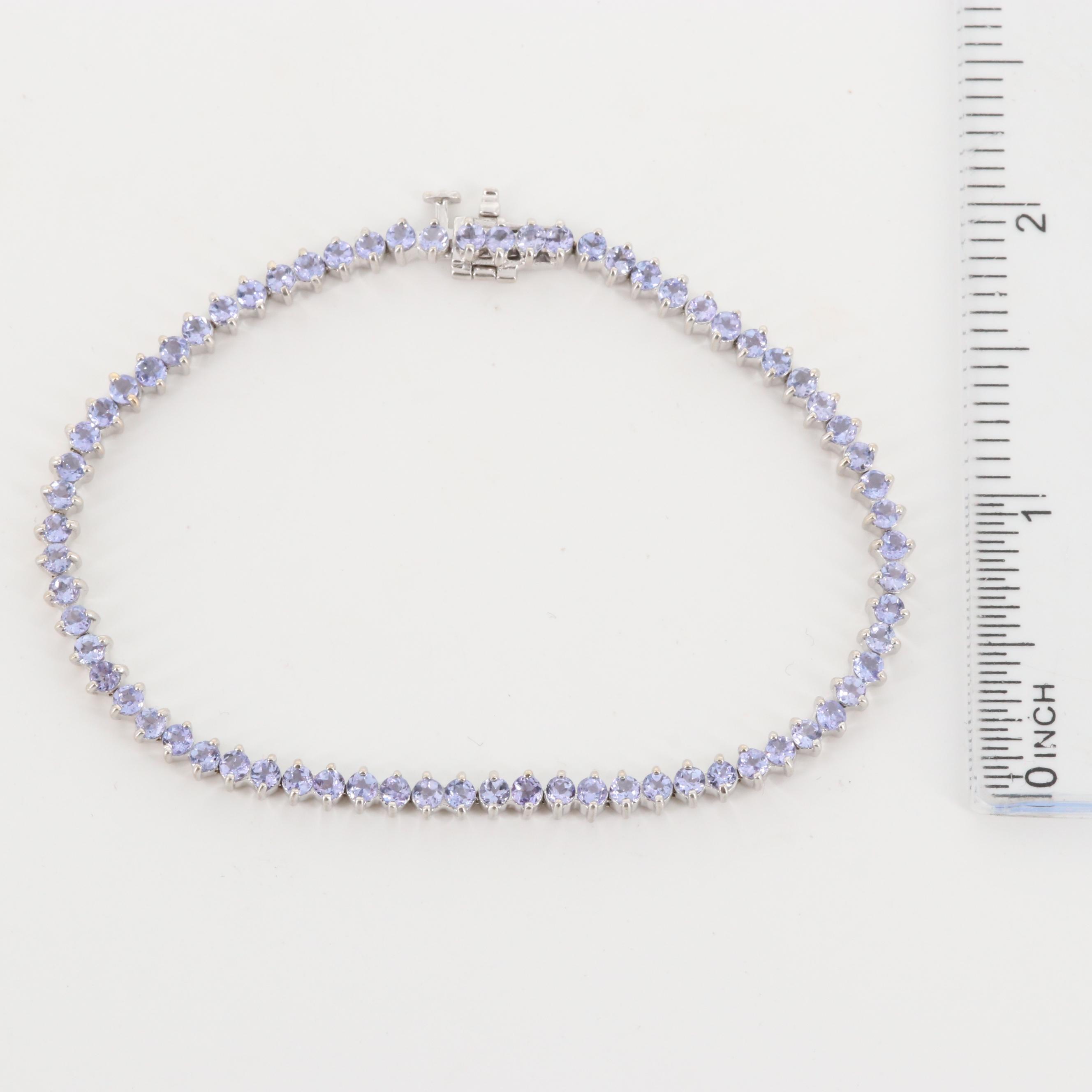 14K White Gold Tanzanite Tennis Bracelet